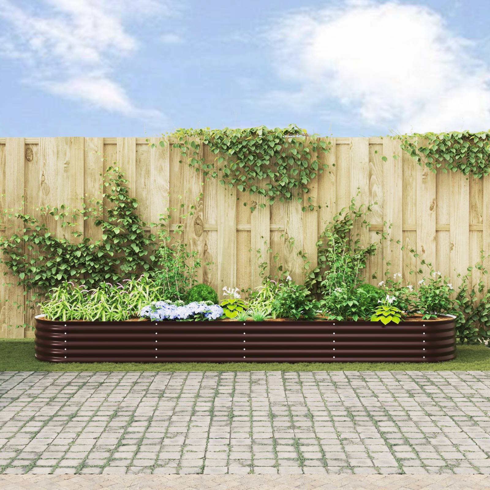 vidaXL Garten Hochbeet Braun 400x80x44 cm aus verzinktem Stahl