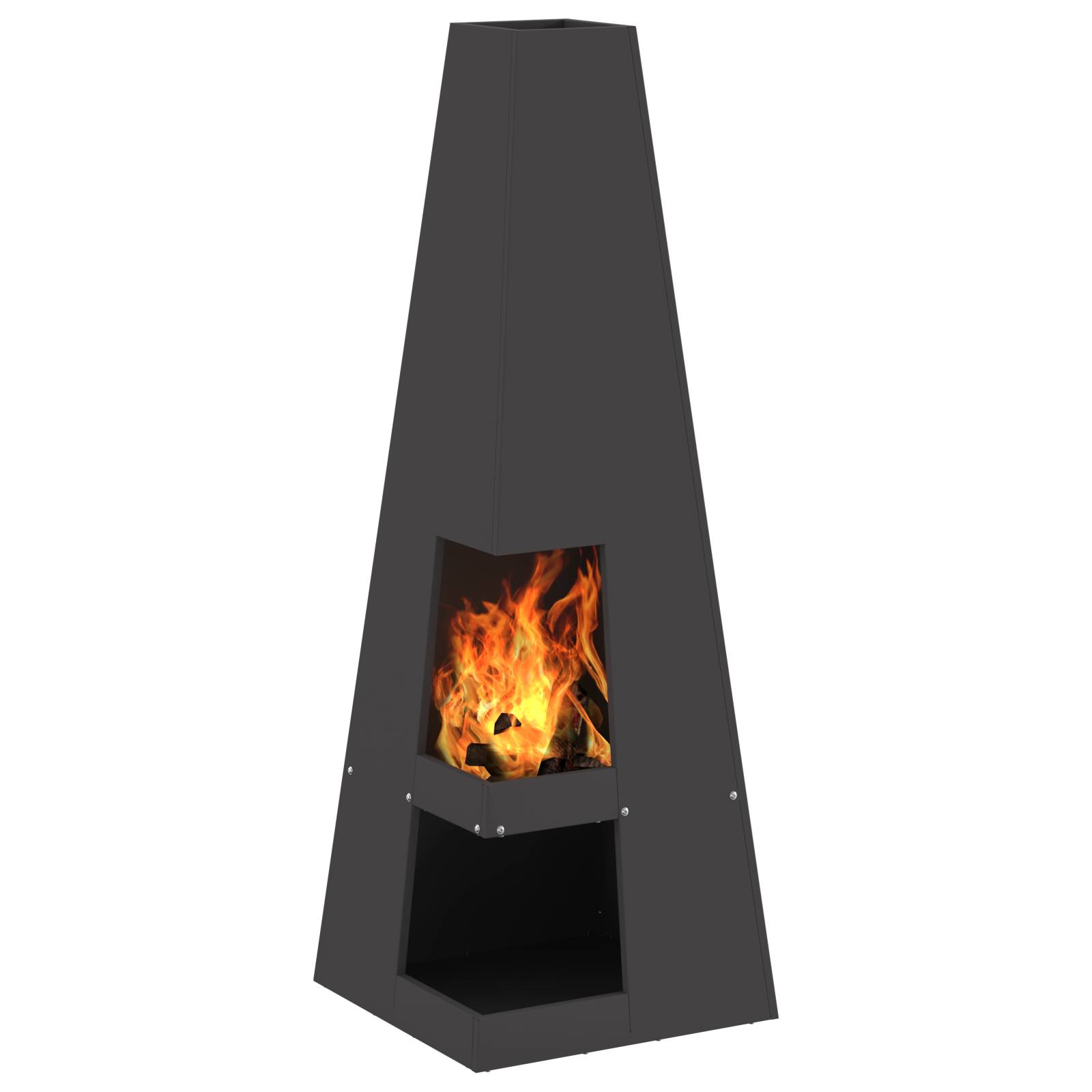 vidaXL Feuerstelle mit Holzlager Schwarz 35 x 35 x 100 cm aus Stahl