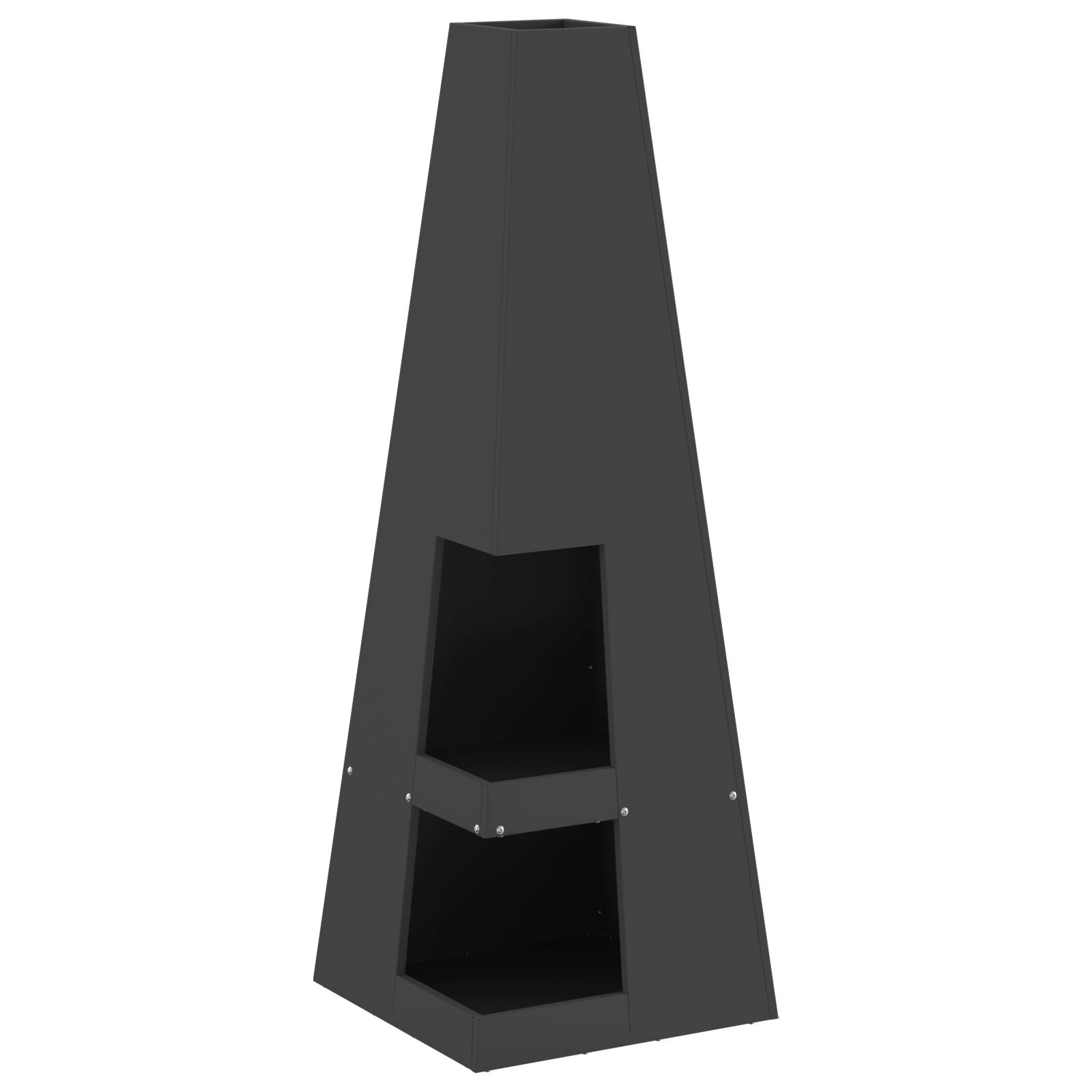 vidaXL Feuerstelle mit Holzlager Schwarz 35 x 35 x 100 cm aus Stahl