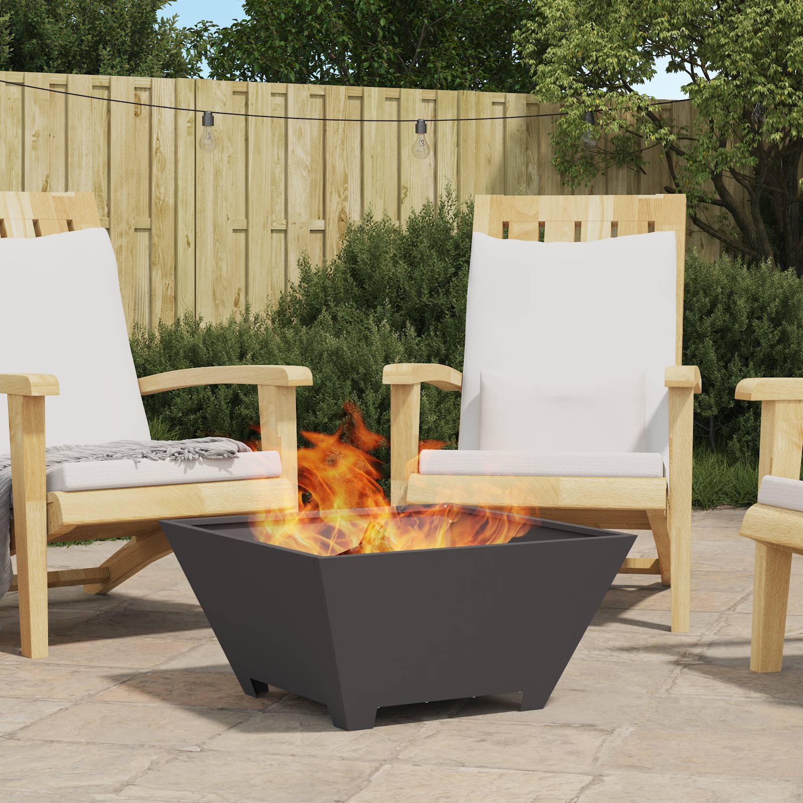 vidaXL Feuerstelle Quadratisch Schwarz 60x60x30 cm Stahl