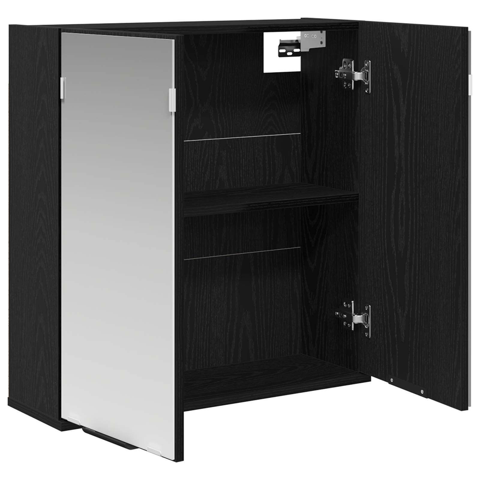 vidaXL Badezimmer-Spiegelschrank - Schwarzer Eichenlook, 64x20x66.5 cm, Gefertigt aus Holzwerkstoff