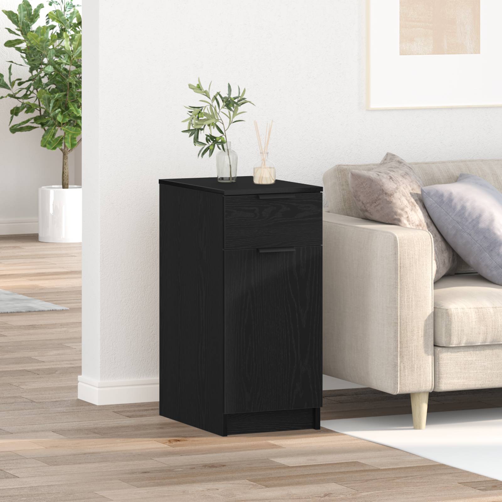 vidaXL Schreibtischschrank in Schwarz Eiche - 33x50x75 cm - Hergestellt aus Werkstoff
