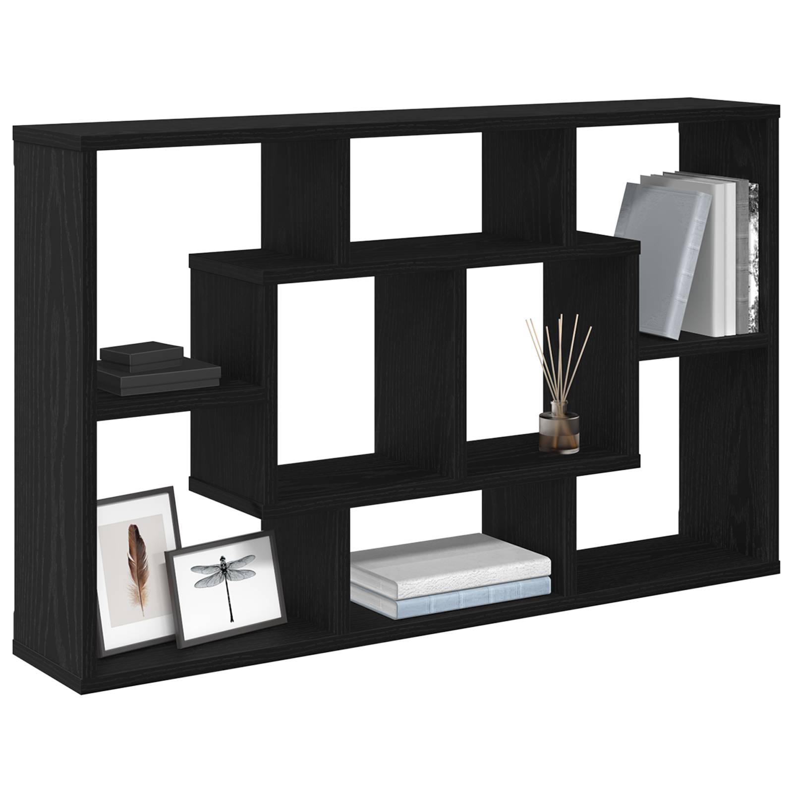 vidaXL Wandregal - Schwarzes Eichenholz, 85 x 16 x 52,5 cm, Hergestellt aus Holzwerkstoff
