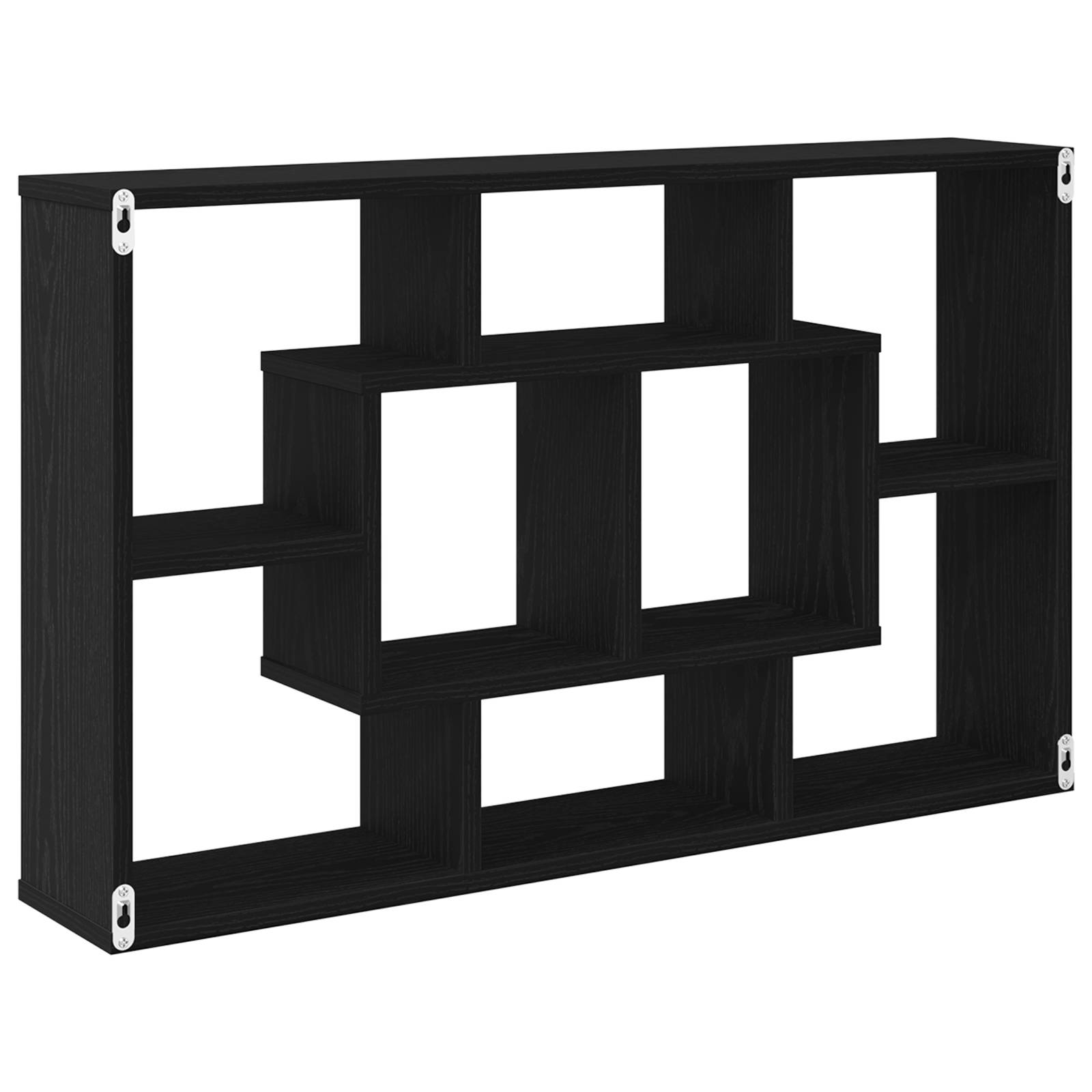 vidaXL Wandregal - Schwarzes Eichenholz, 85 x 16 x 52,5 cm, Hergestellt aus Holzwerkstoff