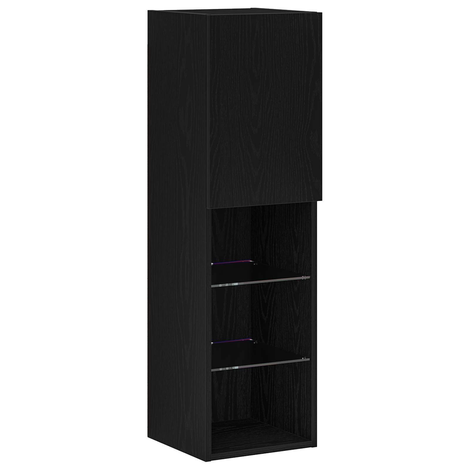 vidaXL LED TV-Schrank Schwarz Eiche 30,5x30x102 cm Holzwerkstoff