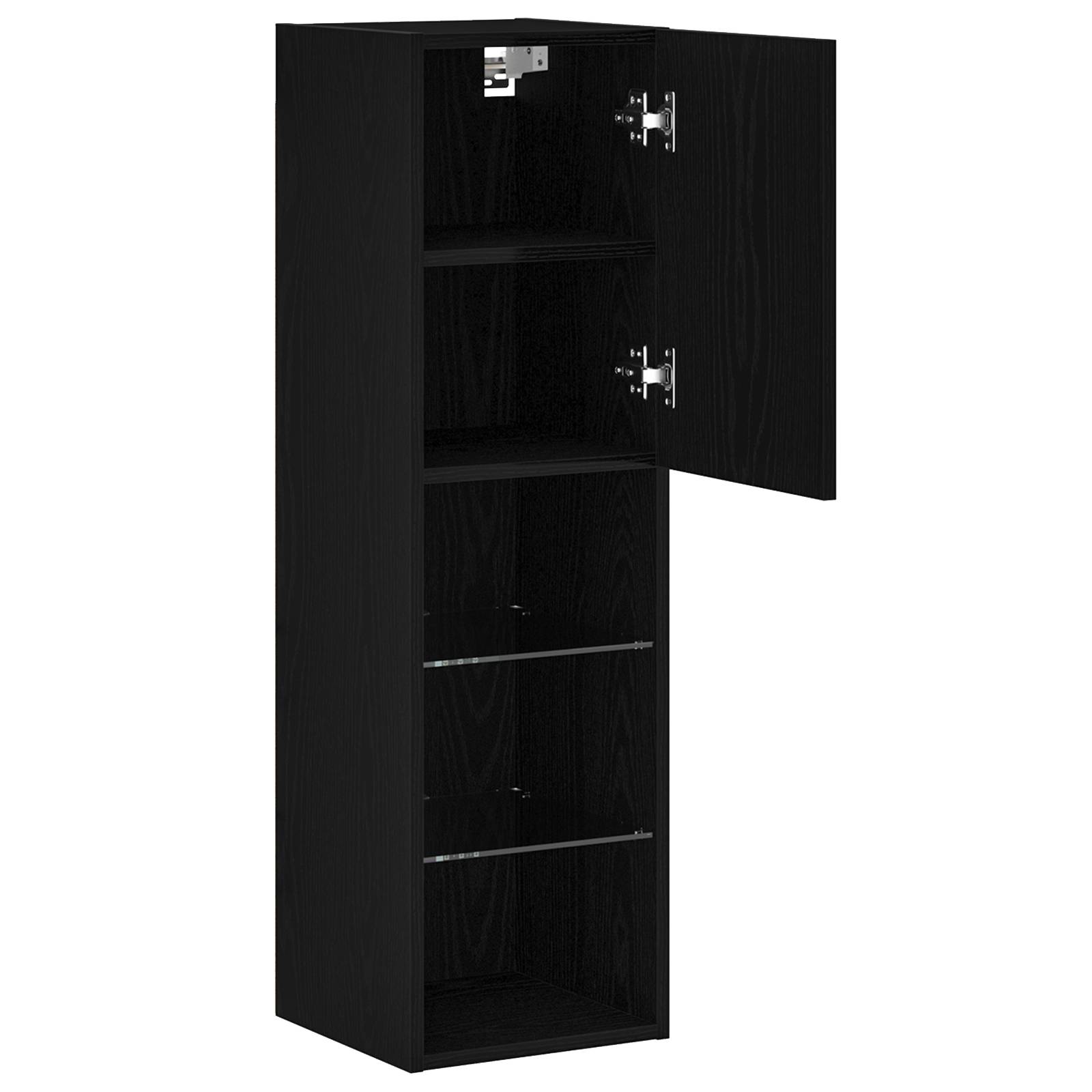 vidaXL LED TV-Schränke 2 Stk. Schwarz Eiche 30,5x30x102 cm