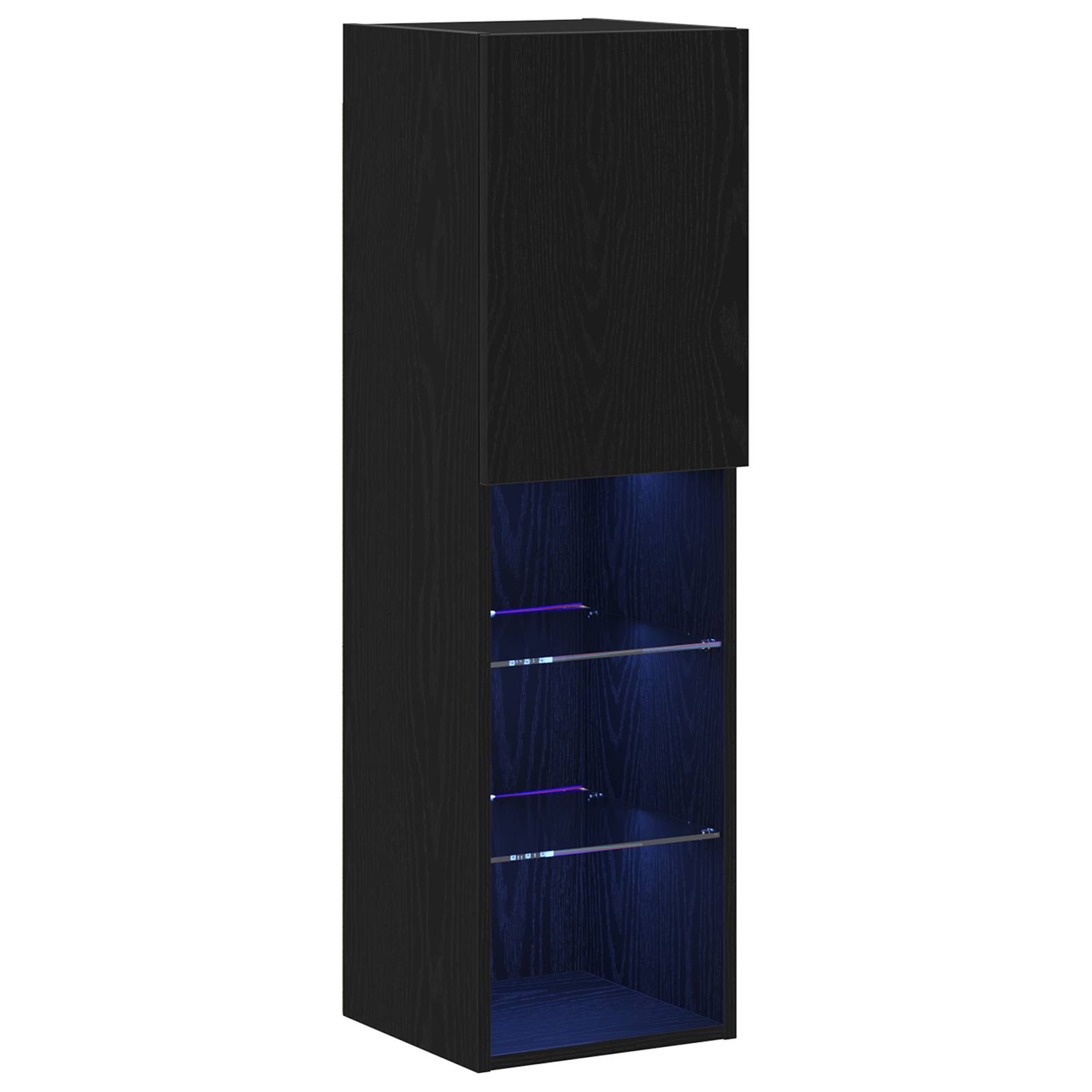 vidaXL LED TV-Schränke 2 Stk. Schwarz Eiche 30,5x30x102 cm