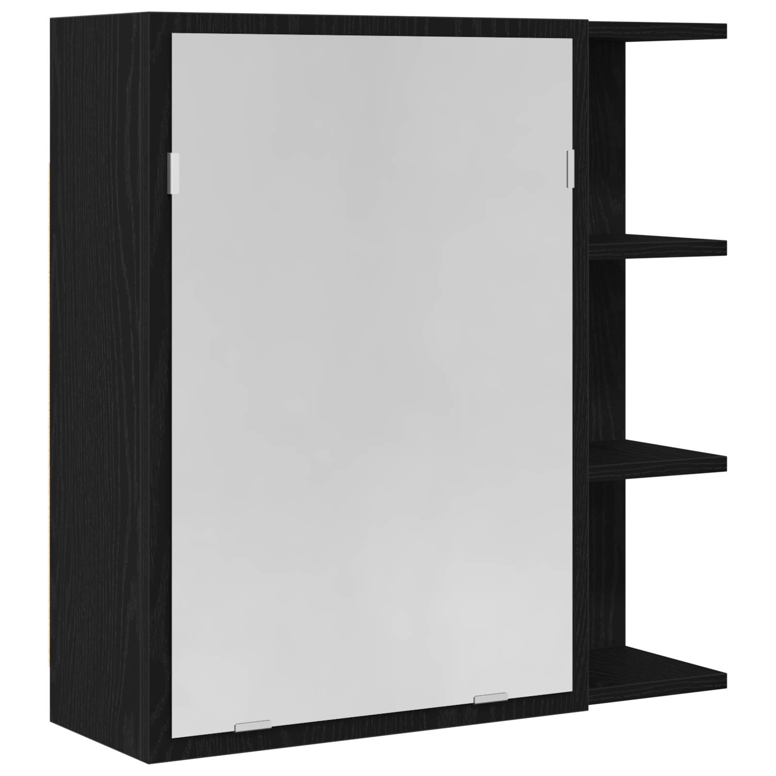 vidaXL Badspiegelschrank in Schwarz-Eiche, 62,5x20,5x64 cm, Material