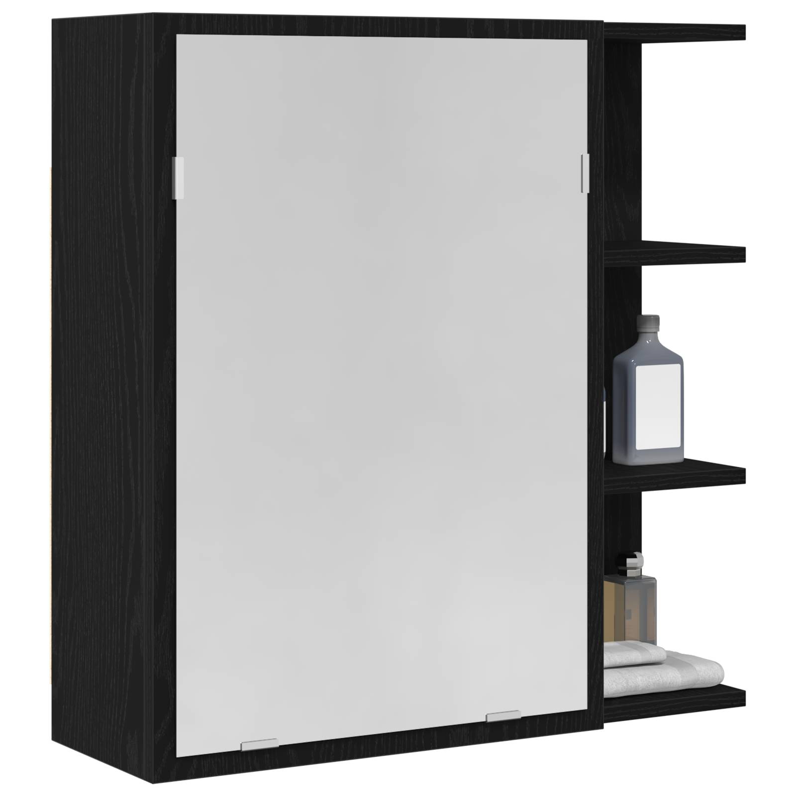 vidaXL Badspiegelschrank in Schwarz-Eiche, 62,5x20,5x64 cm, Material