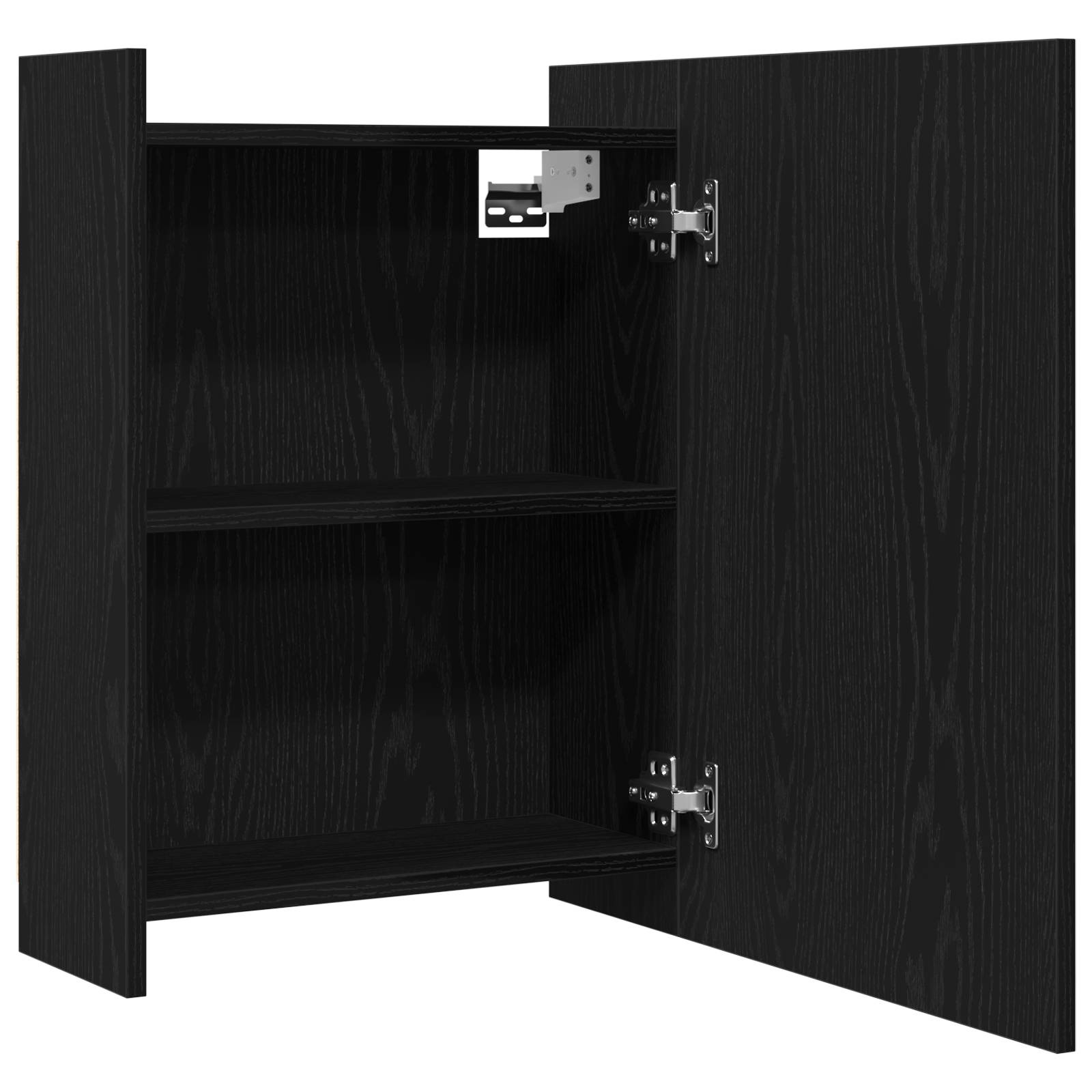 vidaXL Badspiegelschrank in Schwarz-Eiche, 62,5x20,5x64 cm, Material