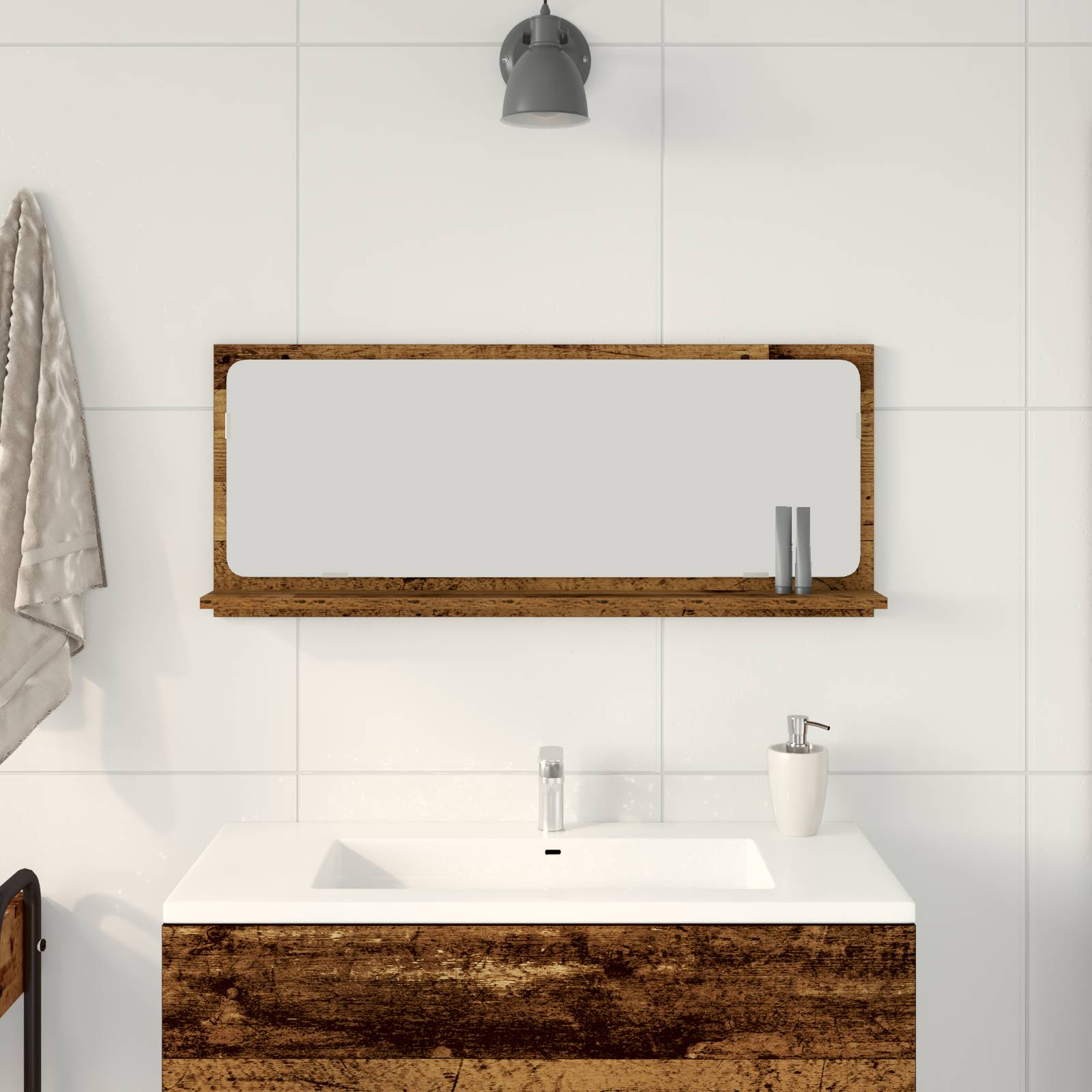 vidaXL Badspiegel Altholz 90x10,5x37 cm Holzwerkstoff