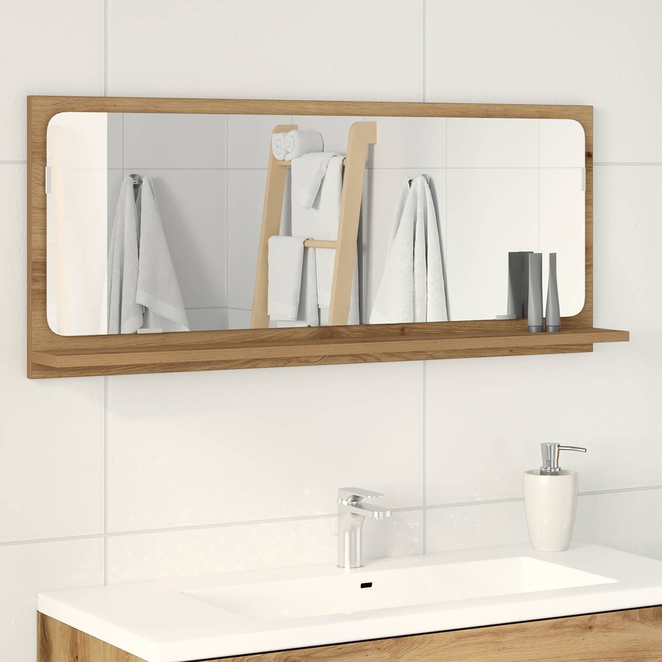 vidaXL Badezimmerspiegel Artisan Eiche 90x10,5x37 cm Holzwerkstoff