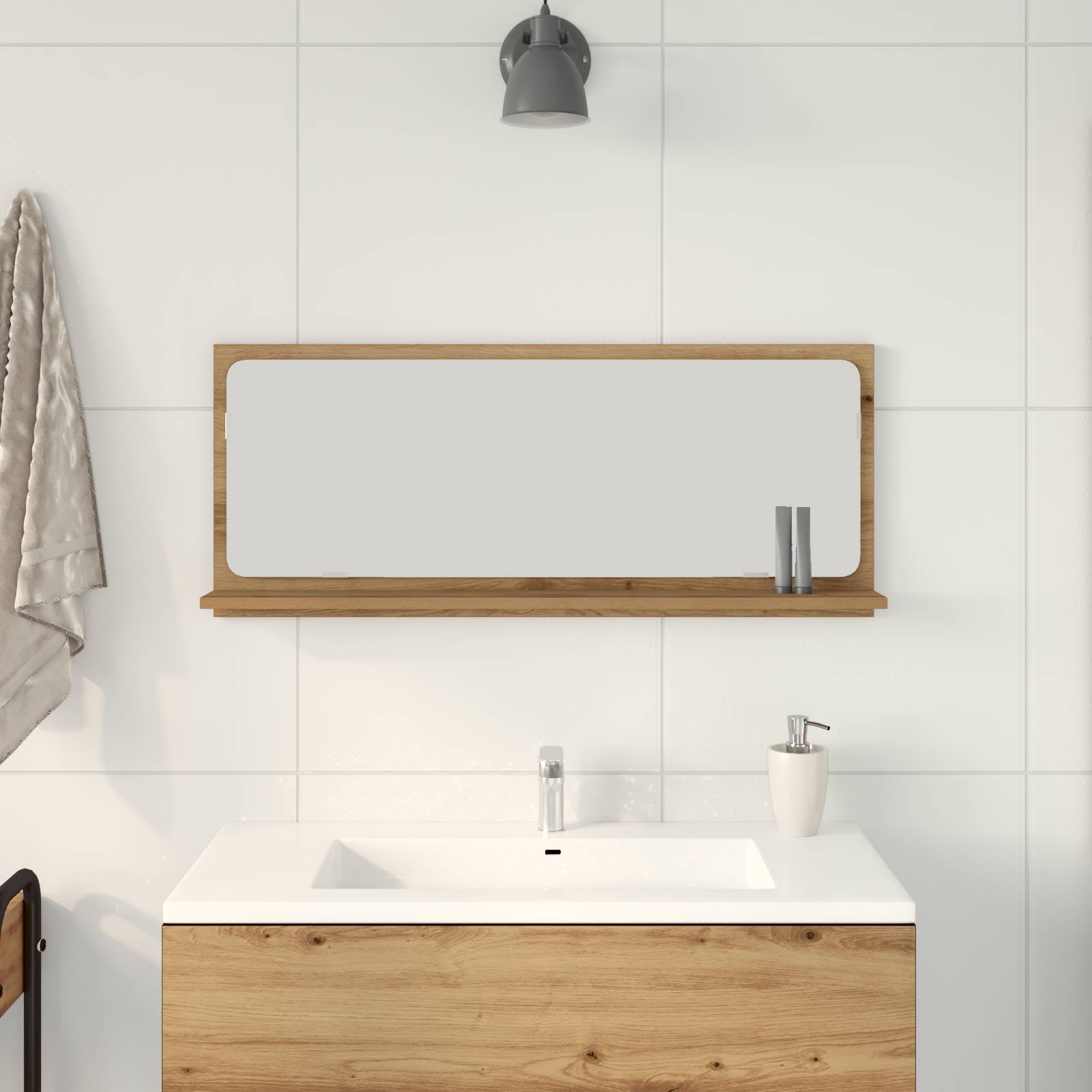 vidaXL Badezimmerspiegel Artisan Eiche 90x10,5x37 cm Holzwerkstoff