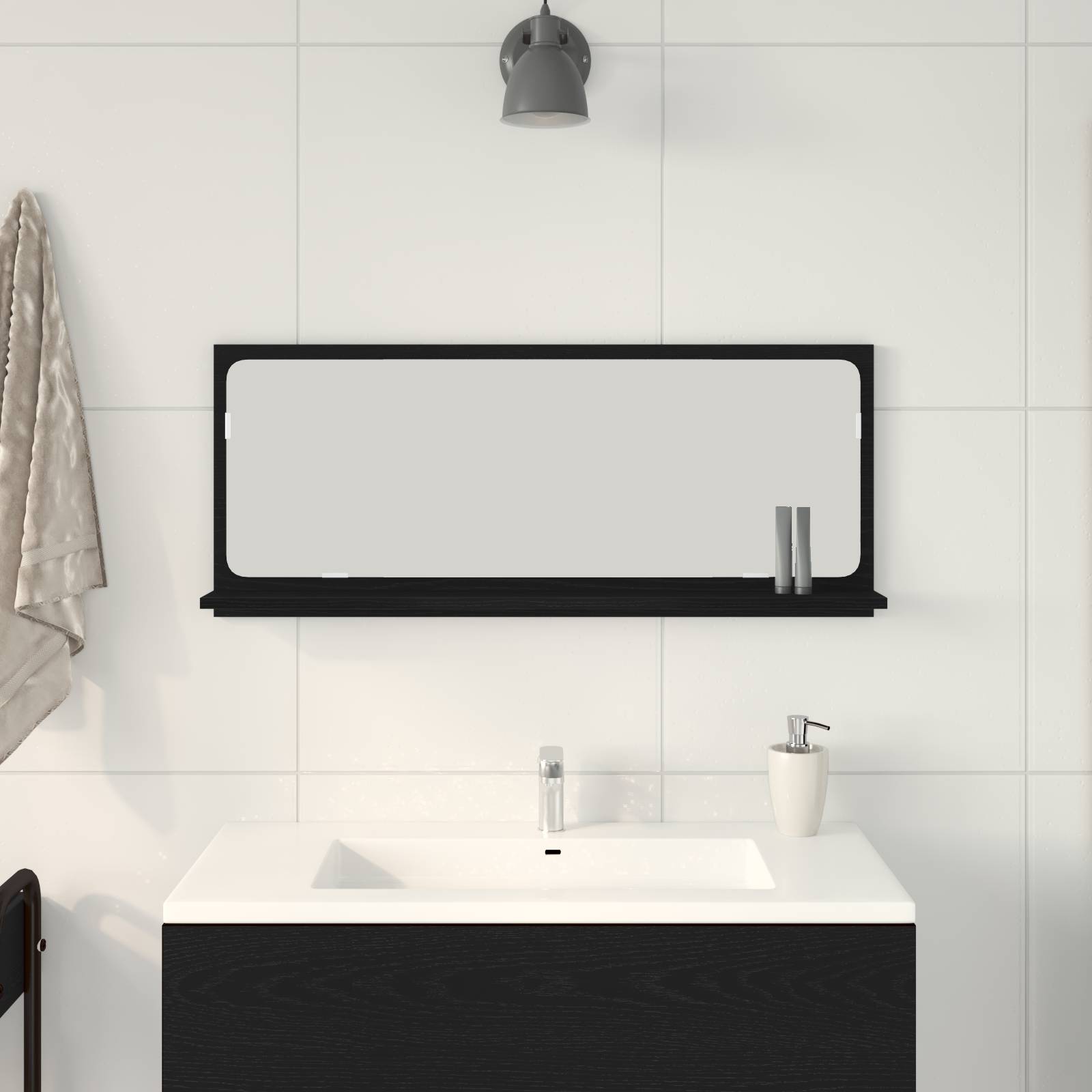 vidaXL Badezimmer Spiegel Schwarz Eiche 90x10,5x37 cm Holzwerkstoff