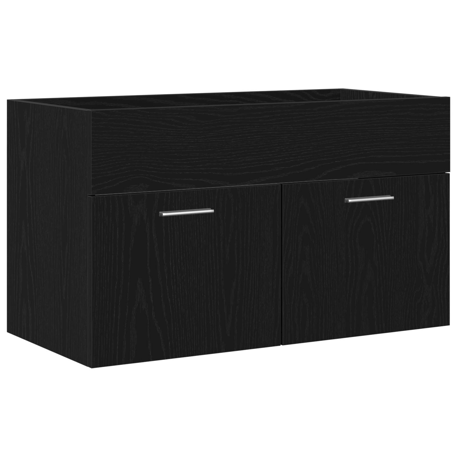 vidaXL Badezimmer-Waschtischschrank in Schwarz-Eiche 80x38,5x46 cm aus Holzwerkstoff