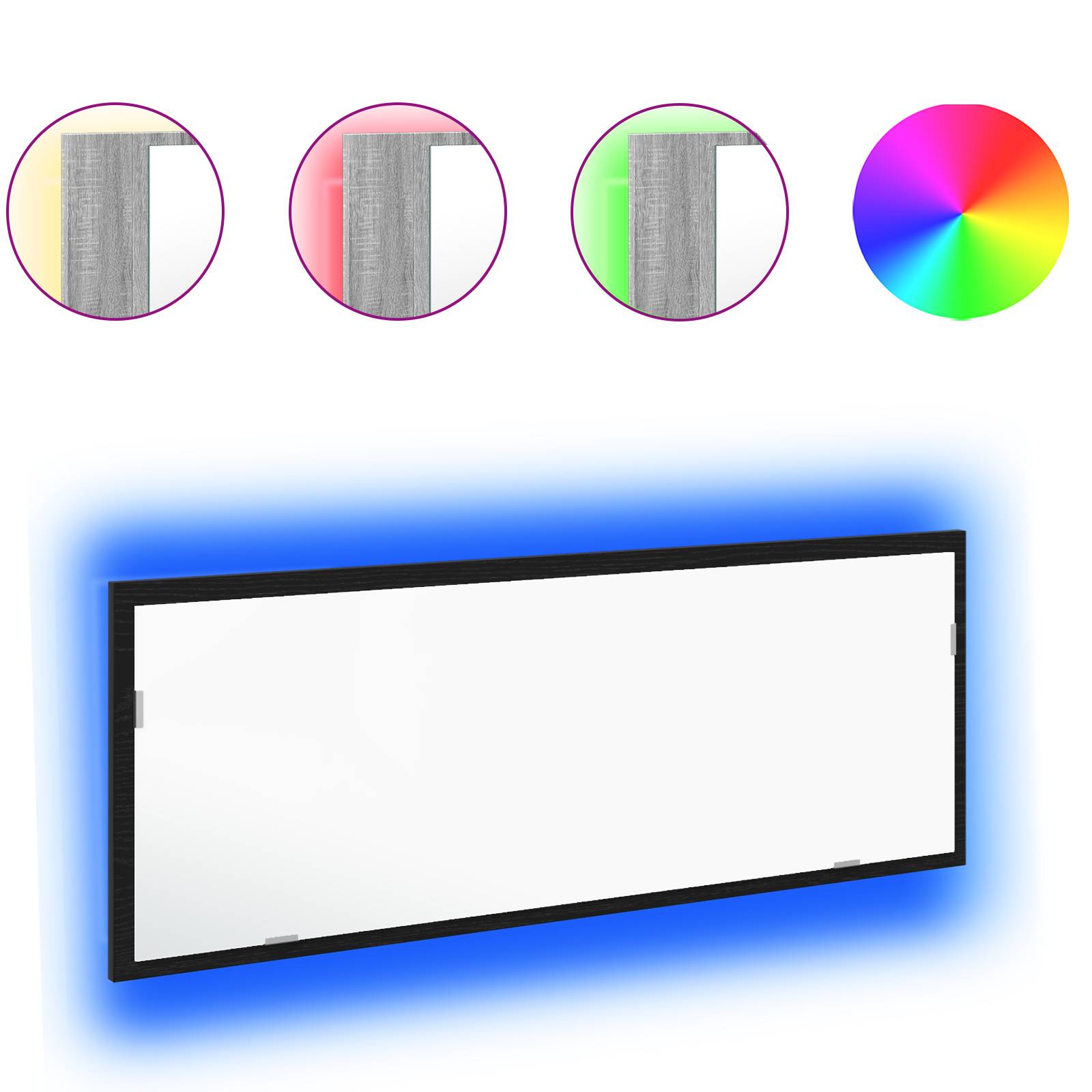 vidaXL LED Badspiegel Schwarz Eiche 100x8,5x37 cm Holzwerkstoff