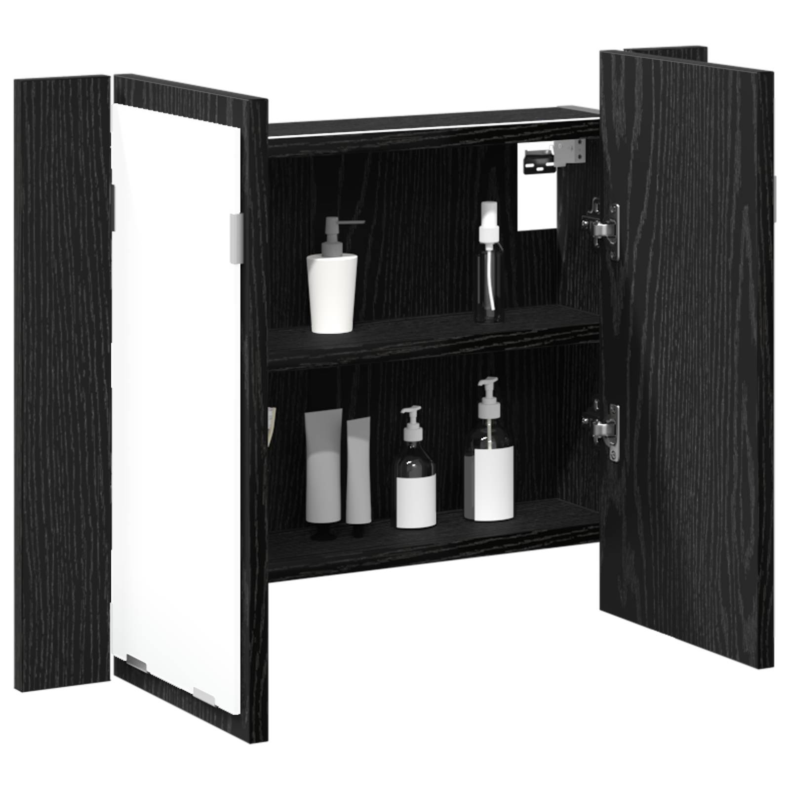 vidaXL LED Spiegelschrank Schwarz Eiche 60x12x45 cm Holzwerkstoff