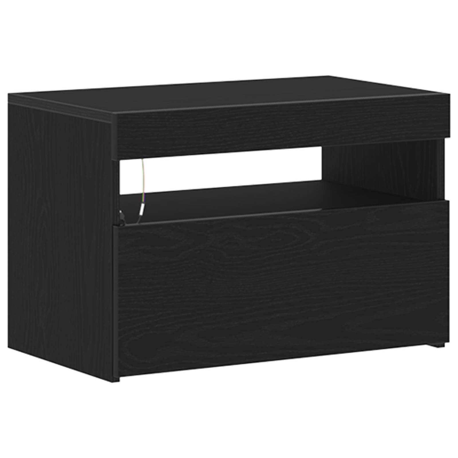 vidaXL TV-Schrank mit LED-Lichtern in Schwarz und Eiche, 60x35x40 cm, Holzwerkstoff