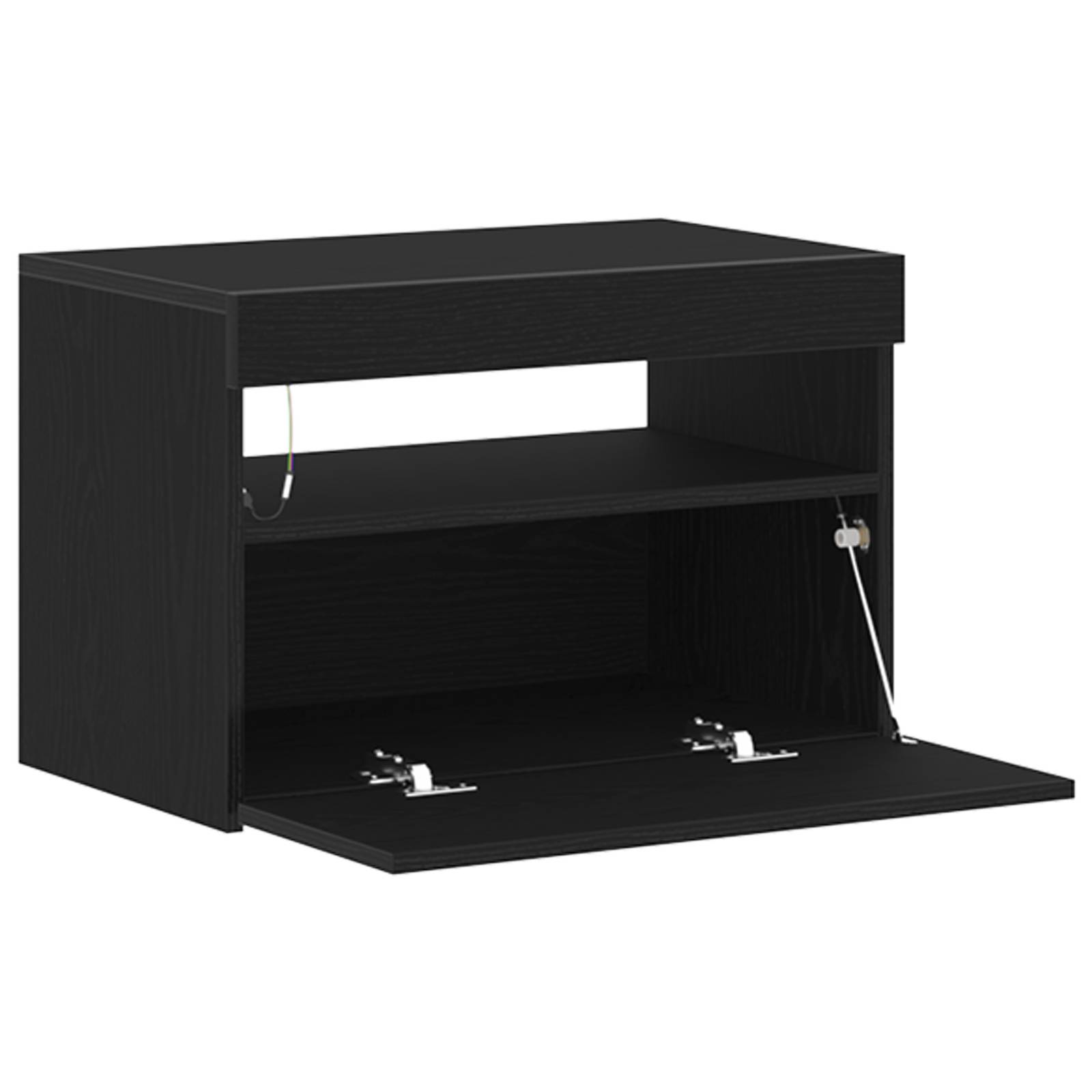vidaXL TV-Schrank mit LED-Lichtern in Schwarz und Eiche, 60x35x40 cm, Holzwerkstoff