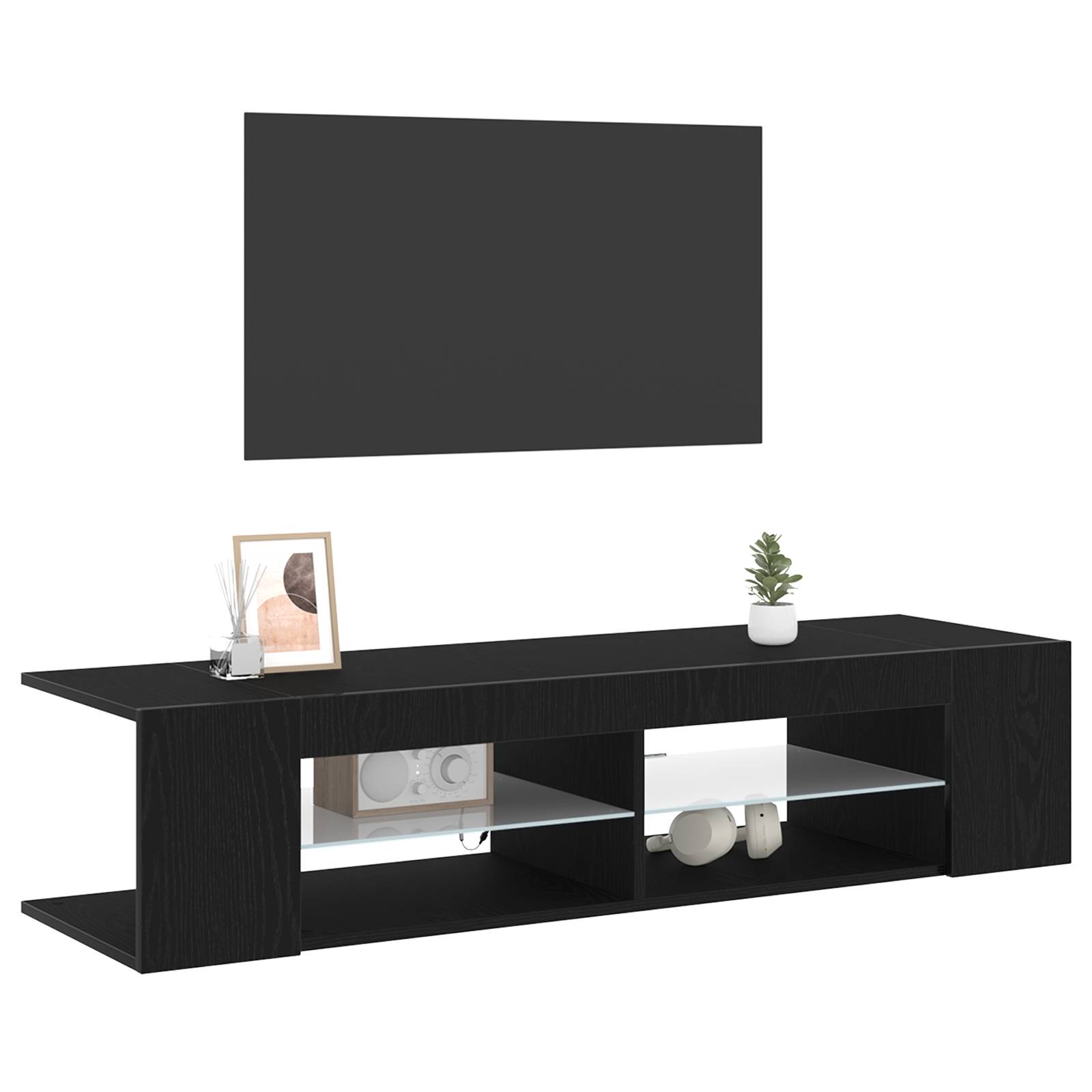 vidaXL LED TV-Schrank Schwarz Eiche 135x39x30 cm Holzwerkstoff