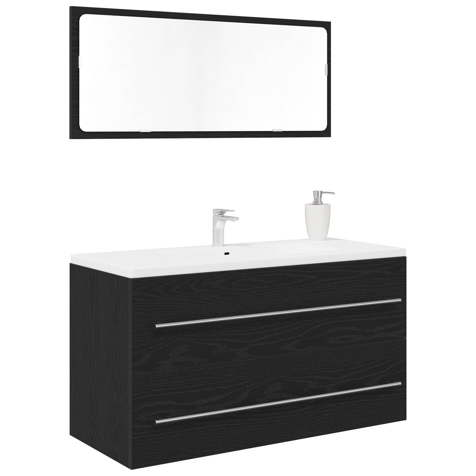 vidaXL Waschbeckenschrank mit Spiegel Schwarz Eiche 90x45x1,5 cm