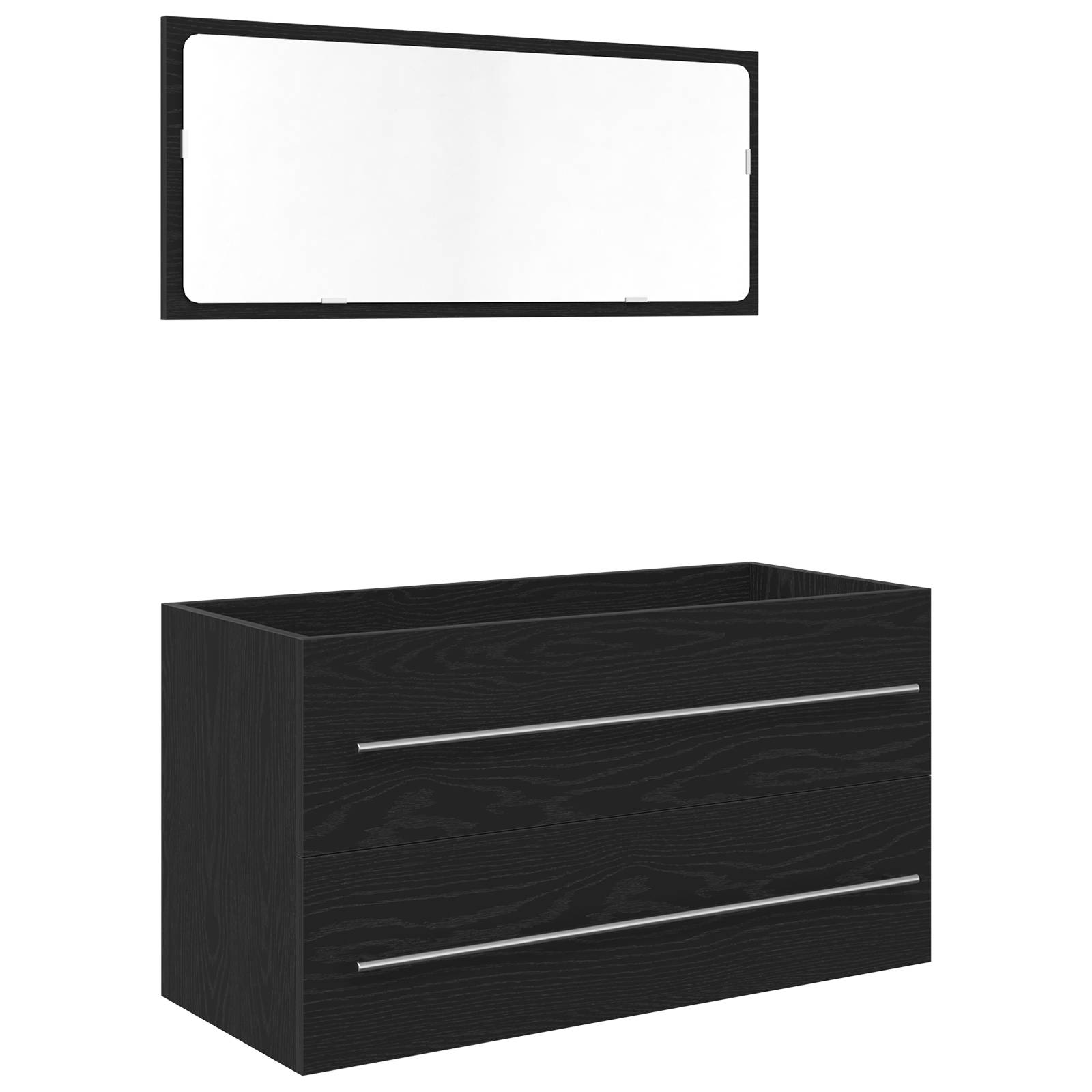 vidaXL Waschbeckenschrank mit Spiegel Schwarz Eiche 90x45x1,5 cm