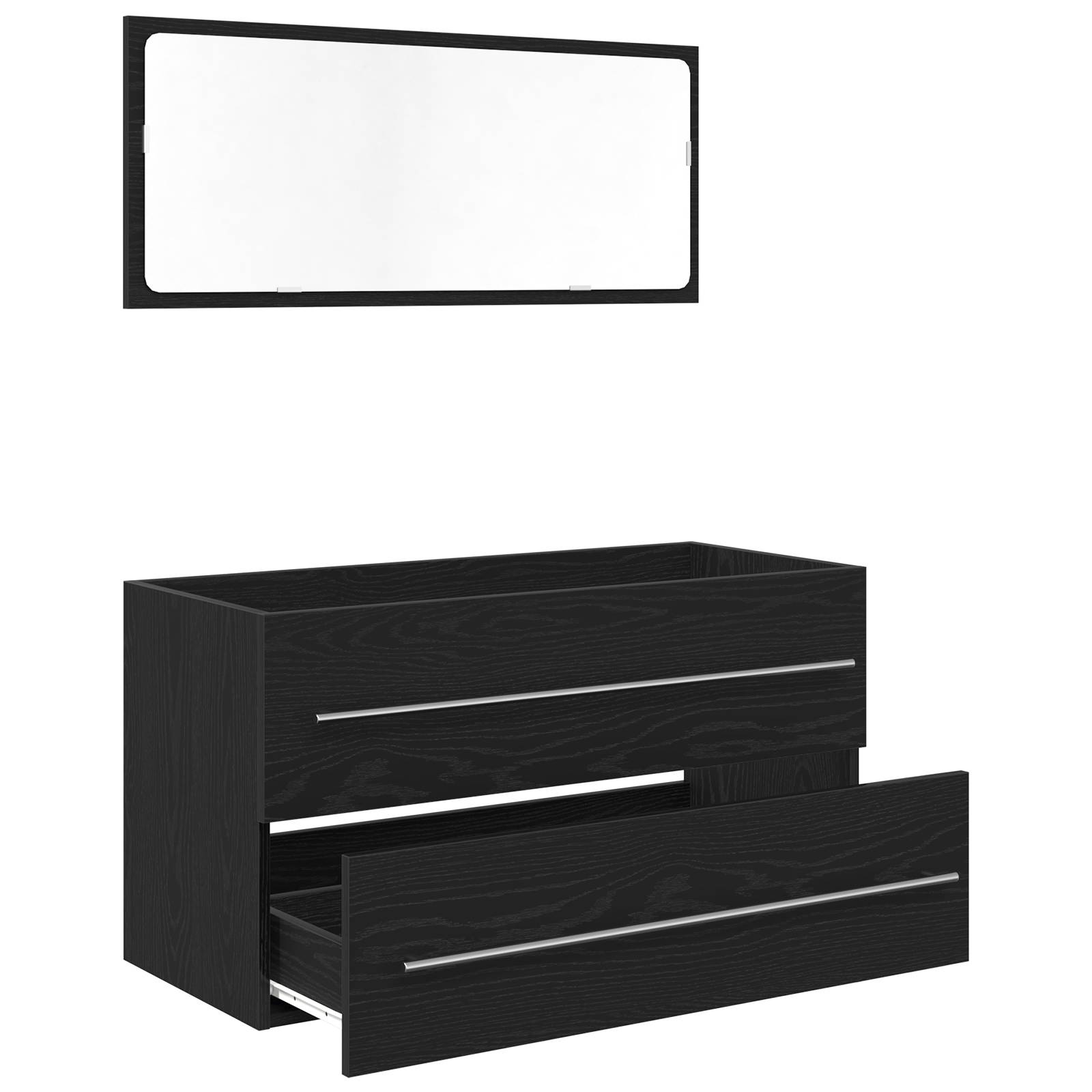 vidaXL Waschbeckenschrank mit Spiegel Schwarz Eiche 90x45x1,5 cm