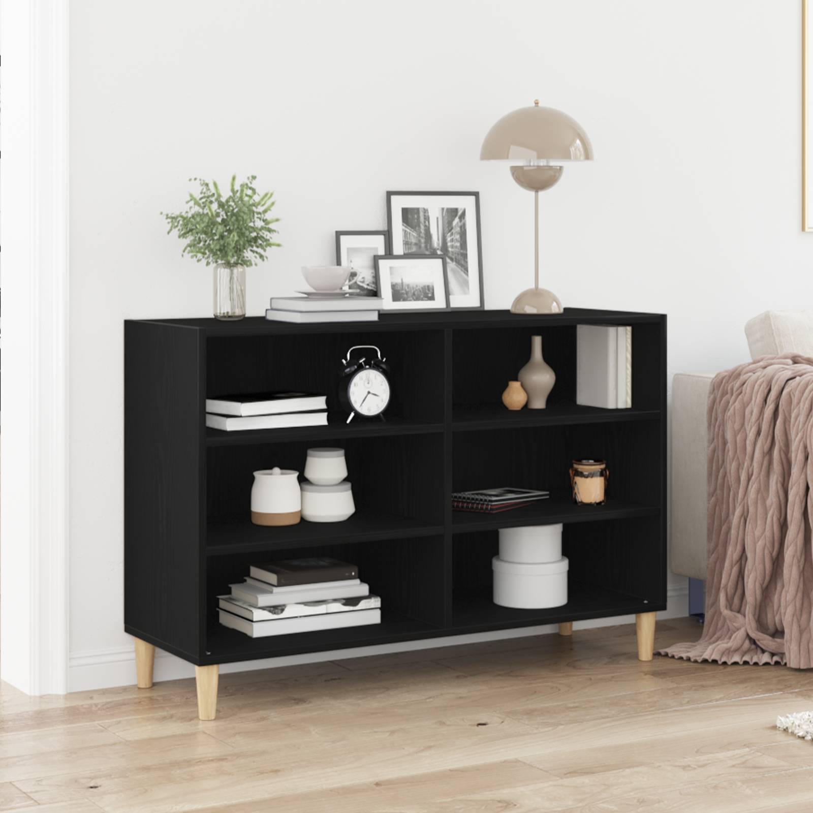 vidaXL Sideboard Schwarz Eiche 103,5 x 35 x 70 cm Möbelstoff