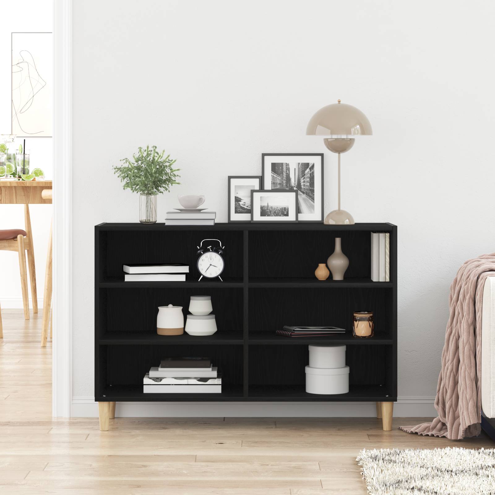 vidaXL Sideboard Schwarz Eiche 103,5 x 35 x 70 cm Möbelstoff
