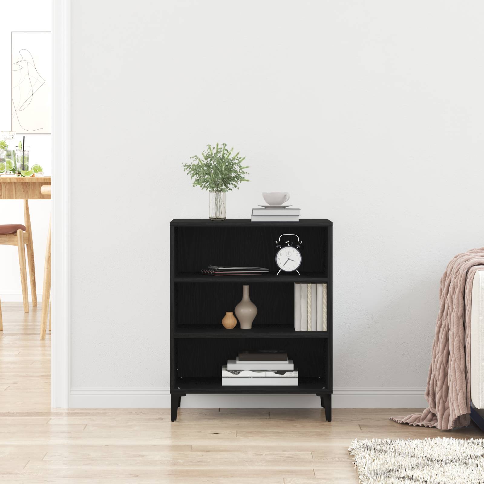 vidaXL Sideboard Schwarz Eiche 57x35x70 cm Holzwerkstoff