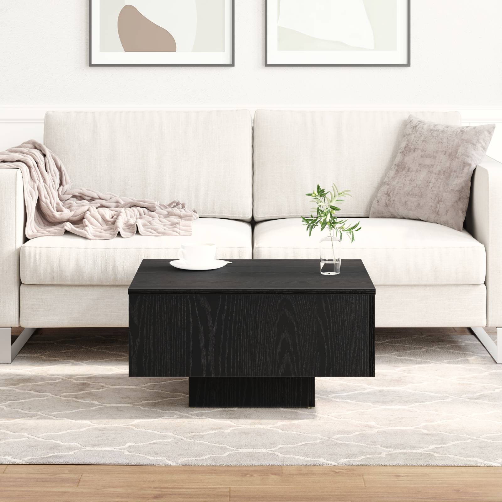 vidaXL Couchtisch Schwarz Eiche 60x60x31,5 cm aus Holzwerkstoff