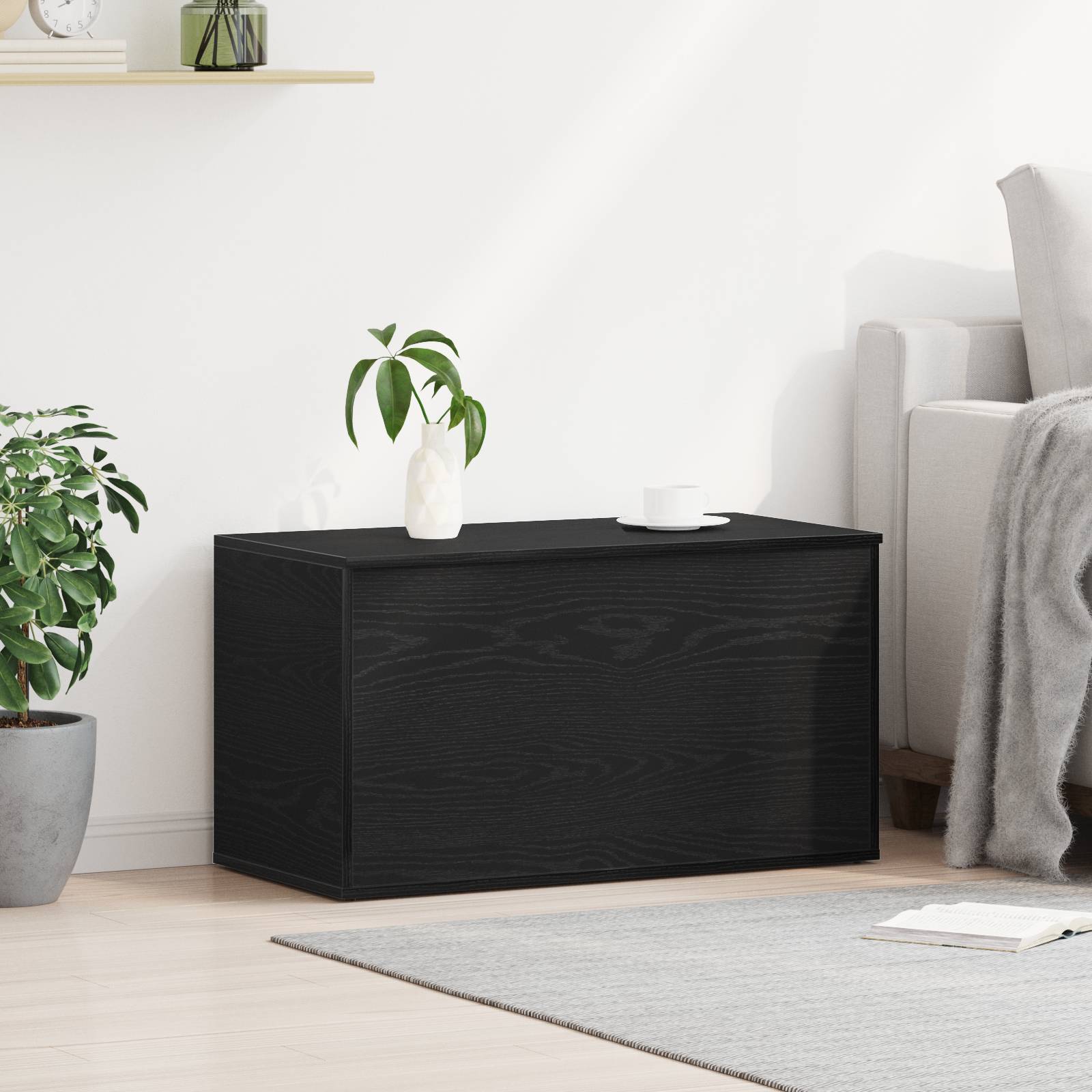 vidaXL Aufbewahrungstruhe Schwarz Eiche 84x42x46 cm Holzwerkstoff
