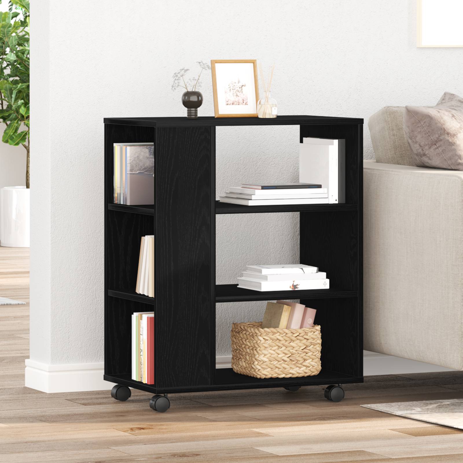 vidaXL Rollschrank Schwarz Eiche 60x35x75 cm Material