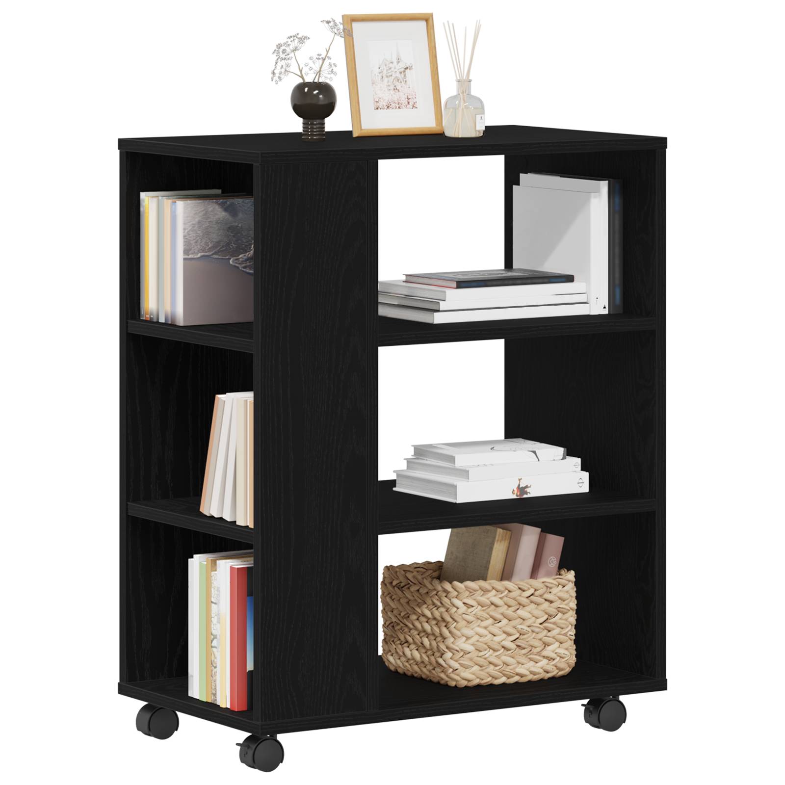 vidaXL Rollschrank Schwarz Eiche 60x35x75 cm Material