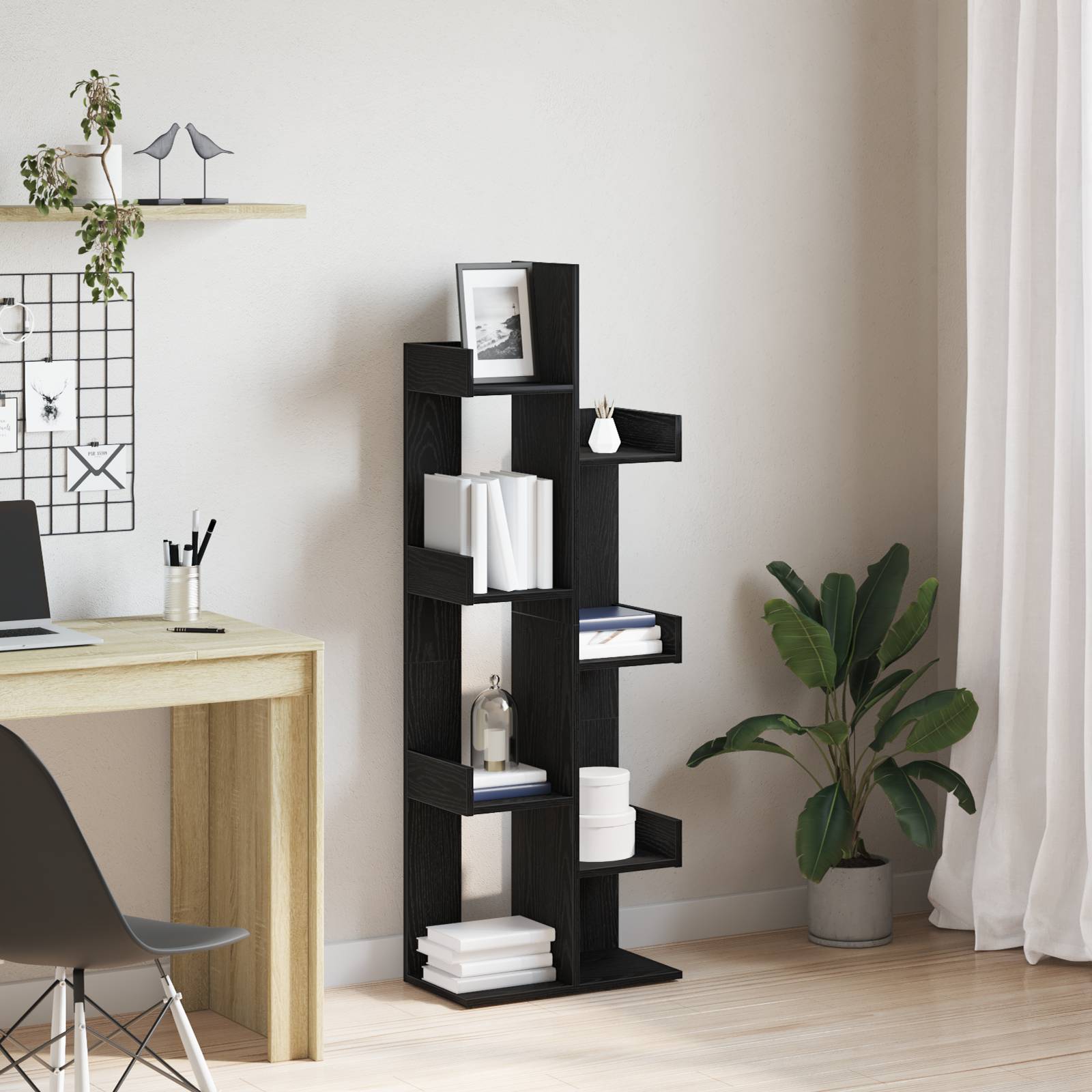 vidaXL Bücherregal Schwarz Eiche 48x25,5x140 cm Holzwerkstoff