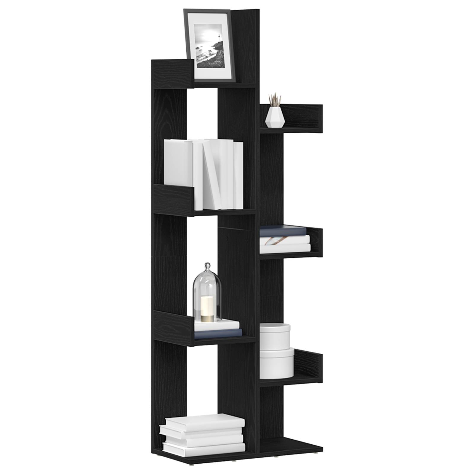 vidaXL Bücherregal Schwarz Eiche 48x25,5x140 cm Holzwerkstoff