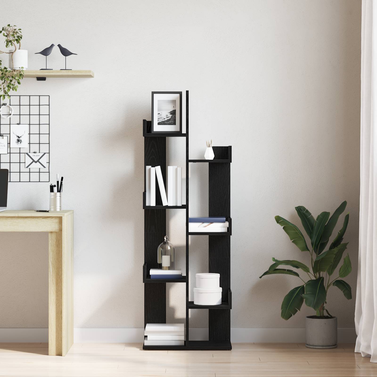 vidaXL Bücherregal Schwarz Eiche 48x25,5x140 cm Holzwerkstoff