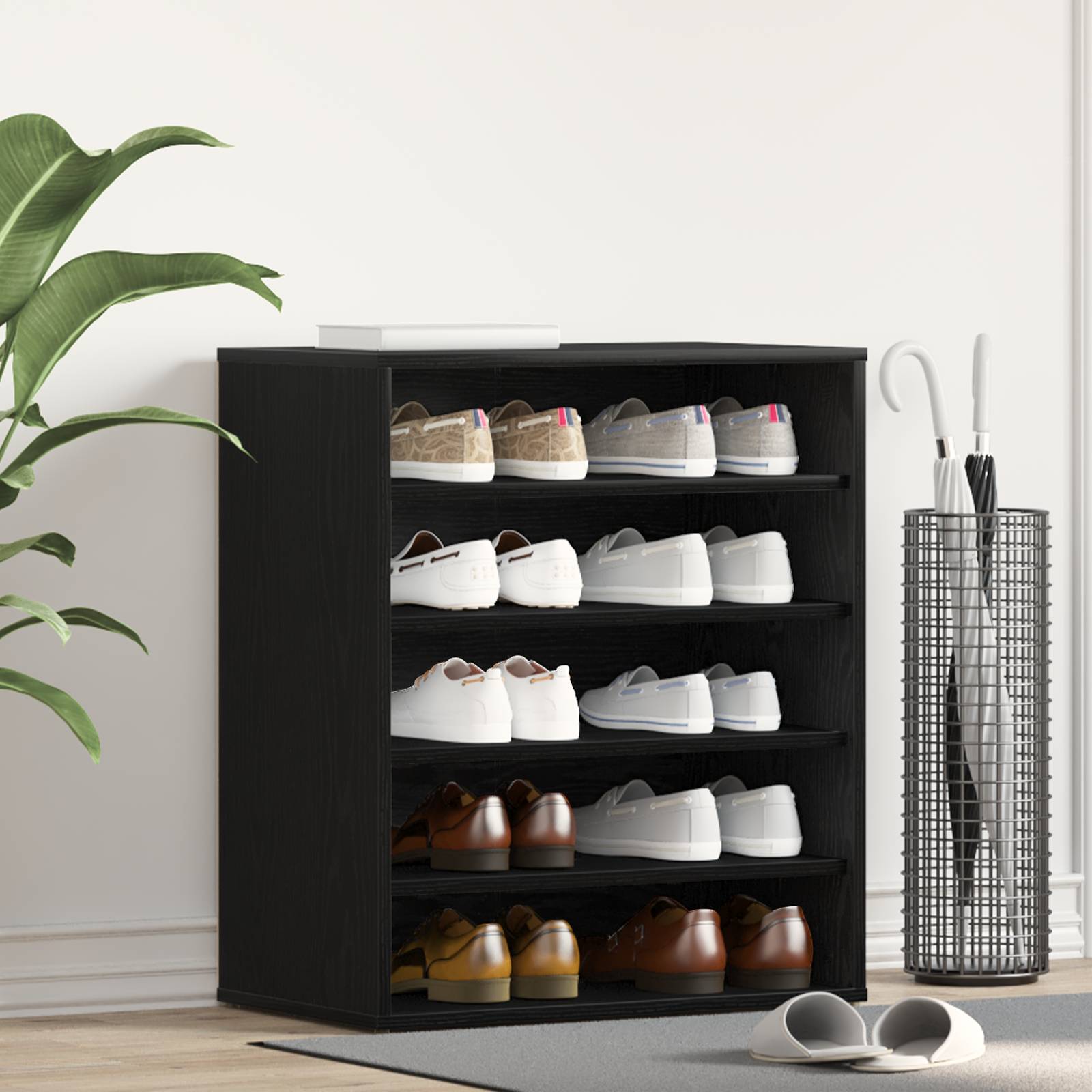 vidaXL Schuhschrank Schwarze Eiche 60x35x70 cm Holzwerkstoff