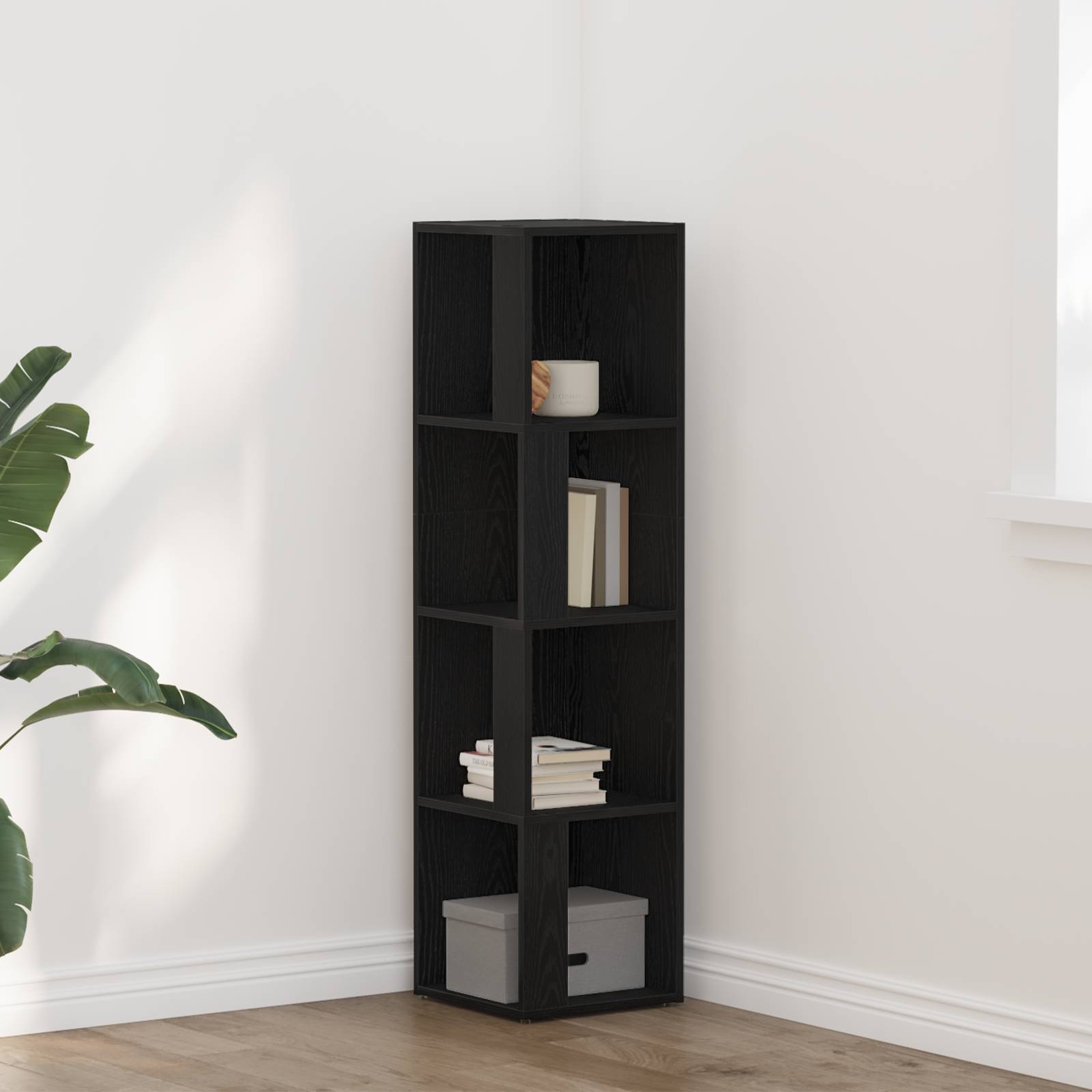 vidaXL Bücherregal Schwarz Eiche 33x33x132 cm Holzwerkstoff