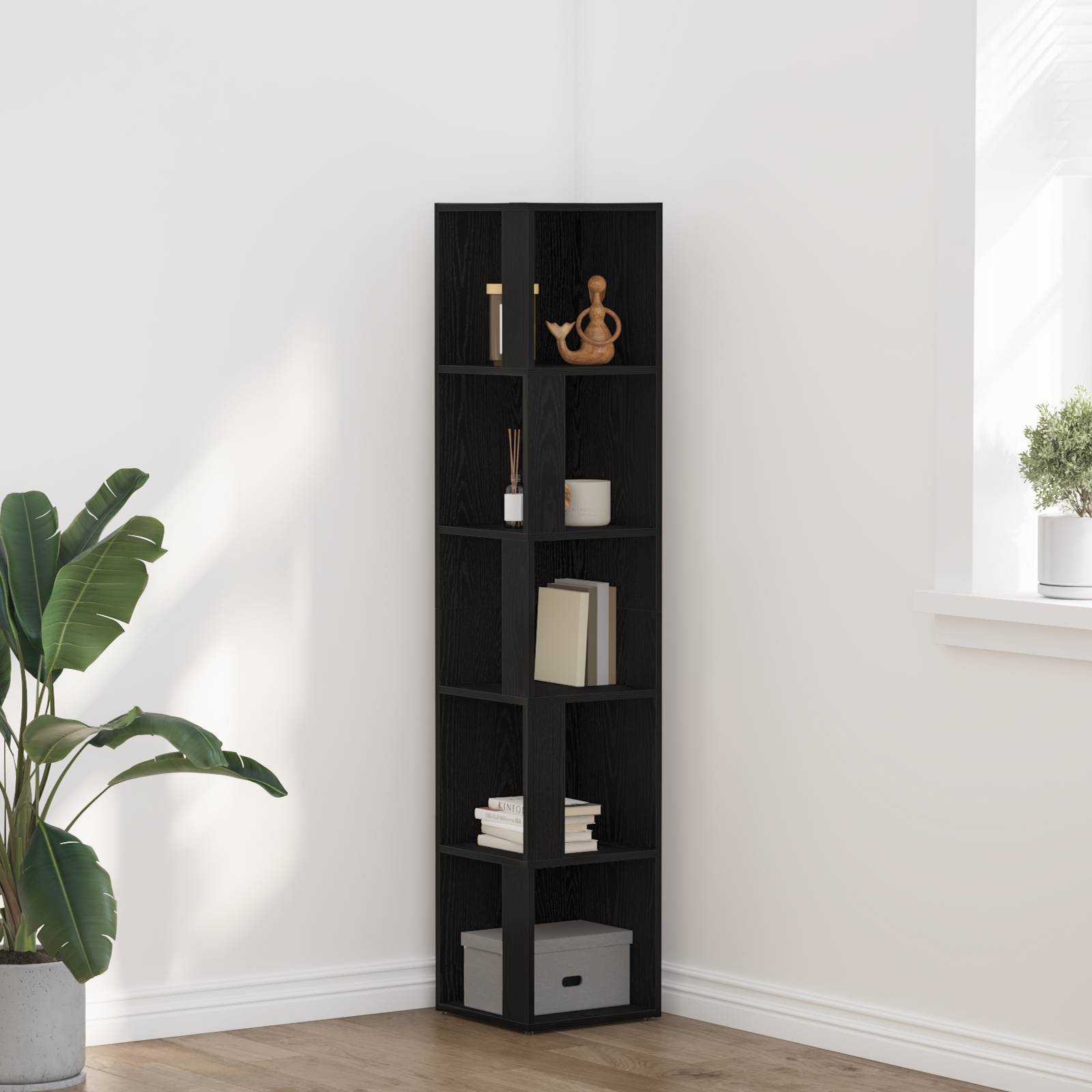vidaXL Eckschrank Schwarz Eiche 33x33x164,5 cm Holzwerkstoff