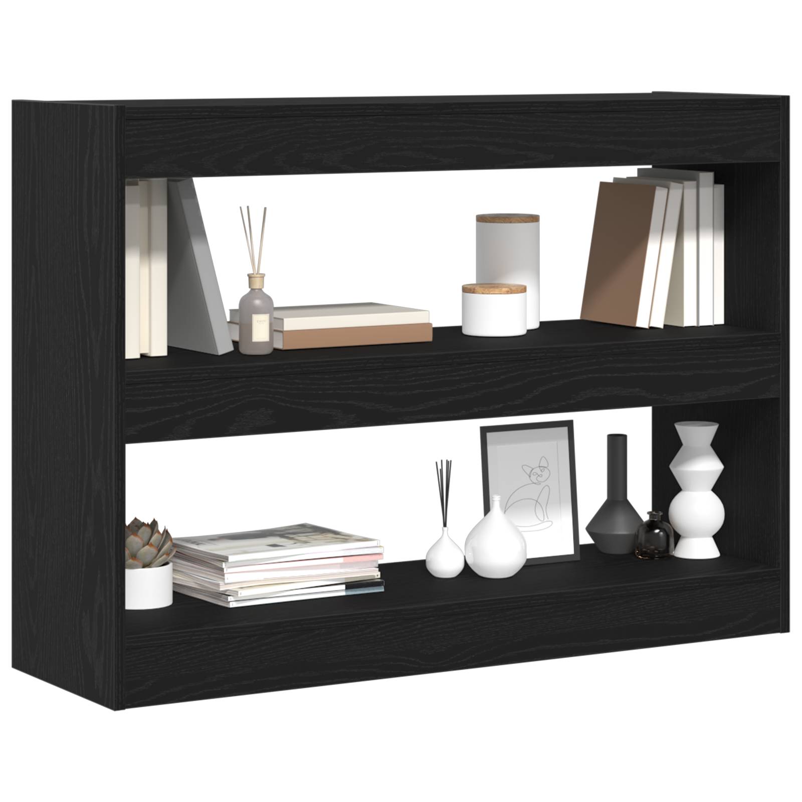 vidaXL Bücherregal/Raumteiler Schwarz Eiche 100x30x72 cm Holzwerkstoff