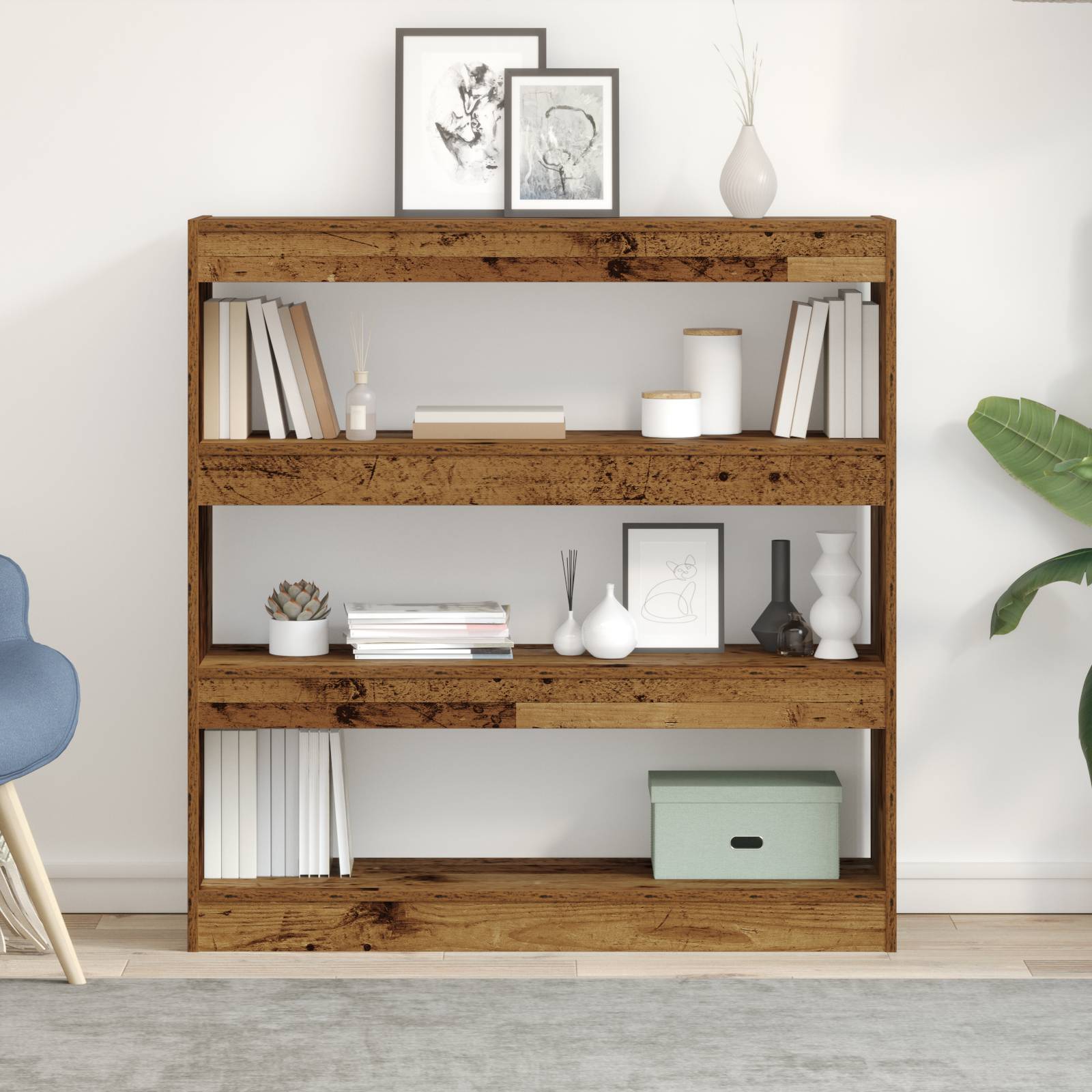 vidaXL Bücherregal/Raumteiler Rustikal Holz 100x30x103cm Holzwerkstoff