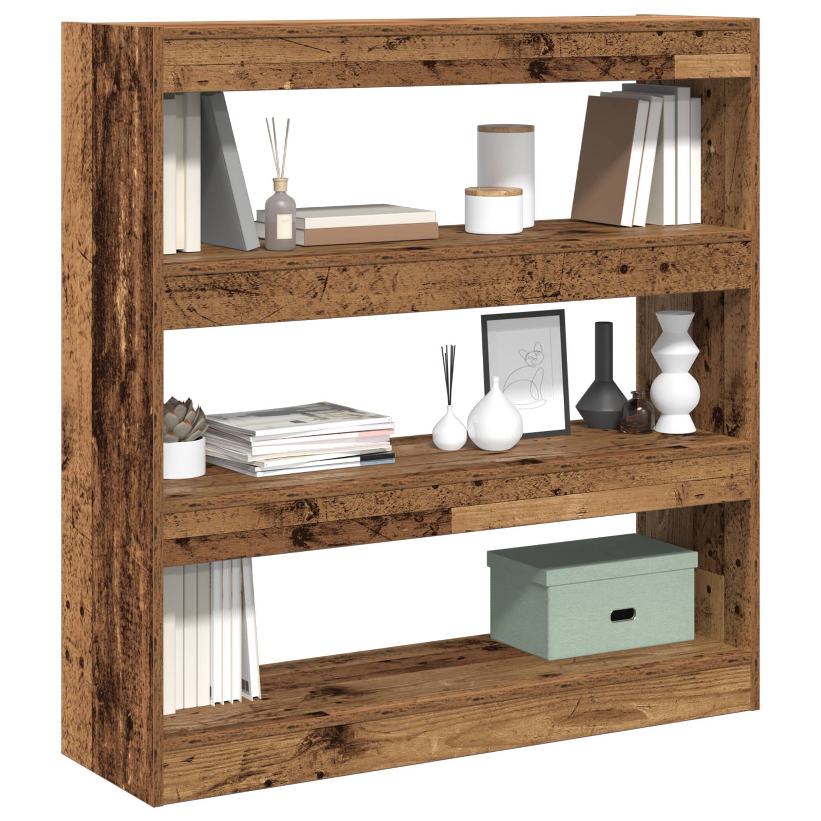 vidaXL Bücherregal/Raumteiler Rustikal Holz 100x30x103cm Holzwerkstoff