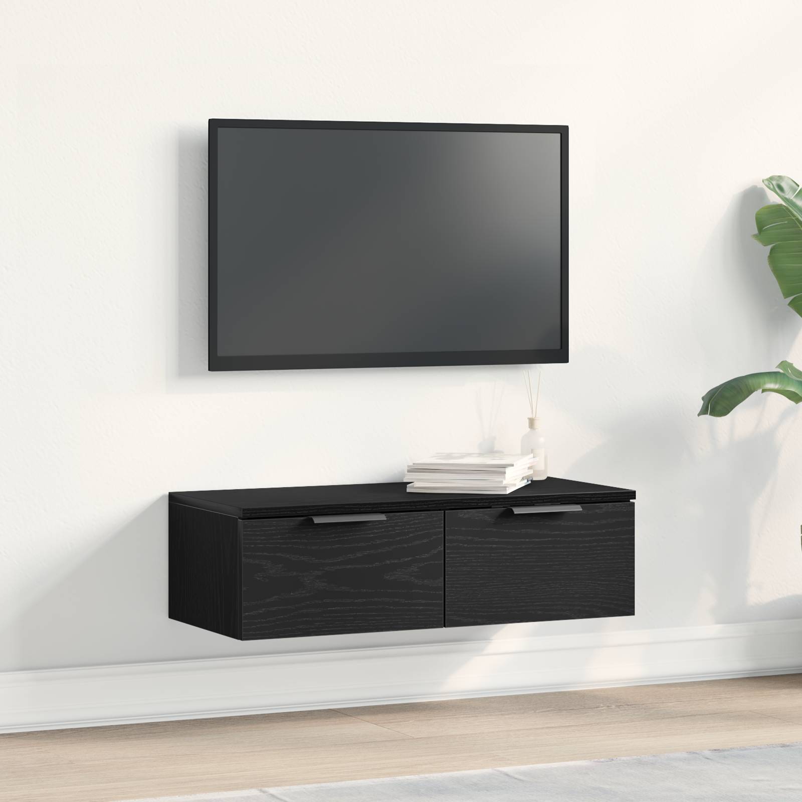 vidaXL Wandschrank Schwarz Eiche 68x30x20 cm Holzwerkstoff