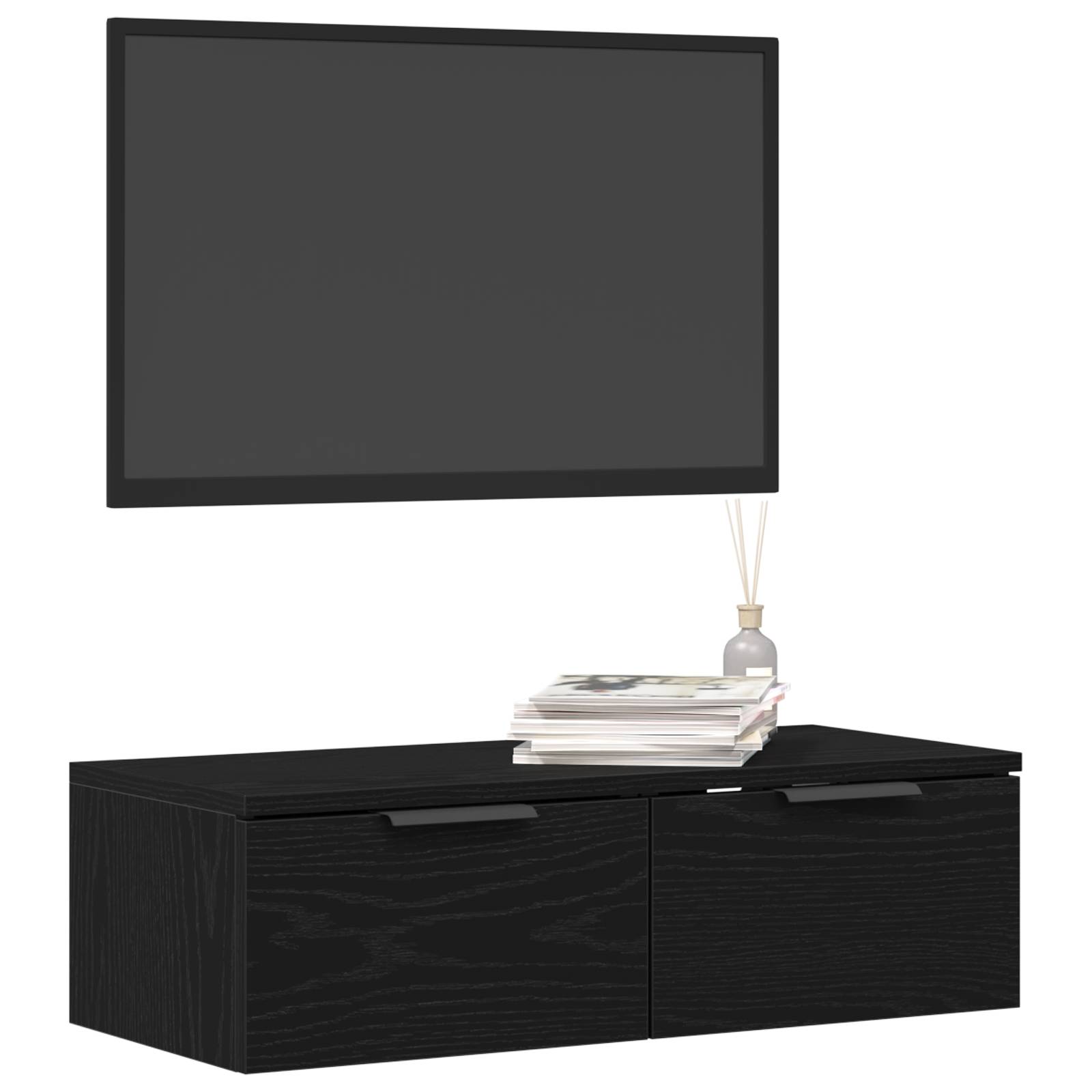 vidaXL Wandschrank Schwarz Eiche 68x30x20 cm Holzwerkstoff