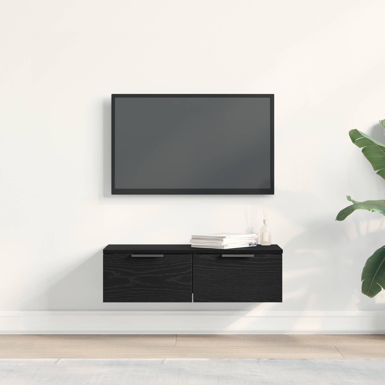 vidaXL Wandschrank Schwarz Eiche 68x30x20 cm Holzwerkstoff