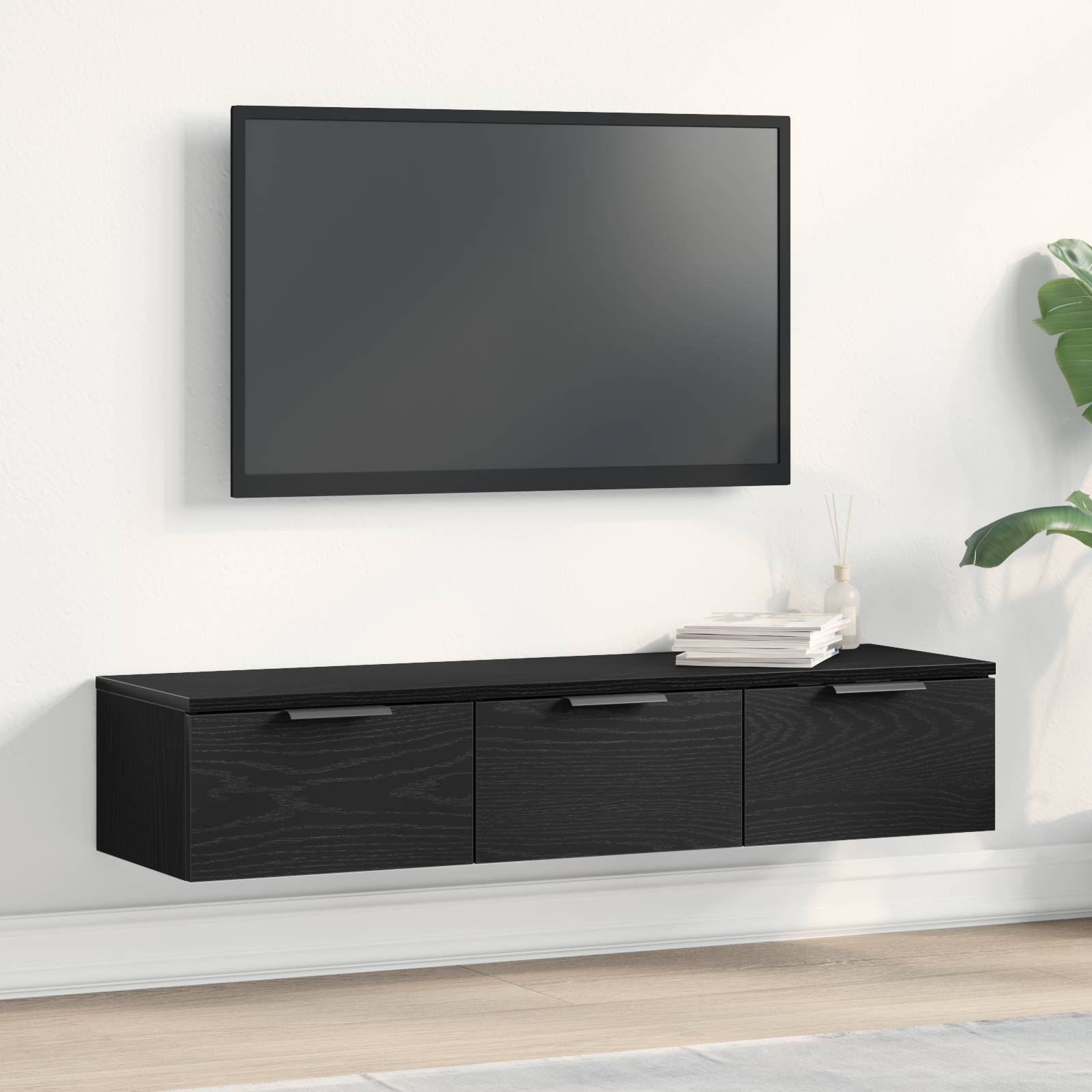 vidaXL Wandschrank Schwarz Eiche 102x30x20 cm Holzwerkstoff