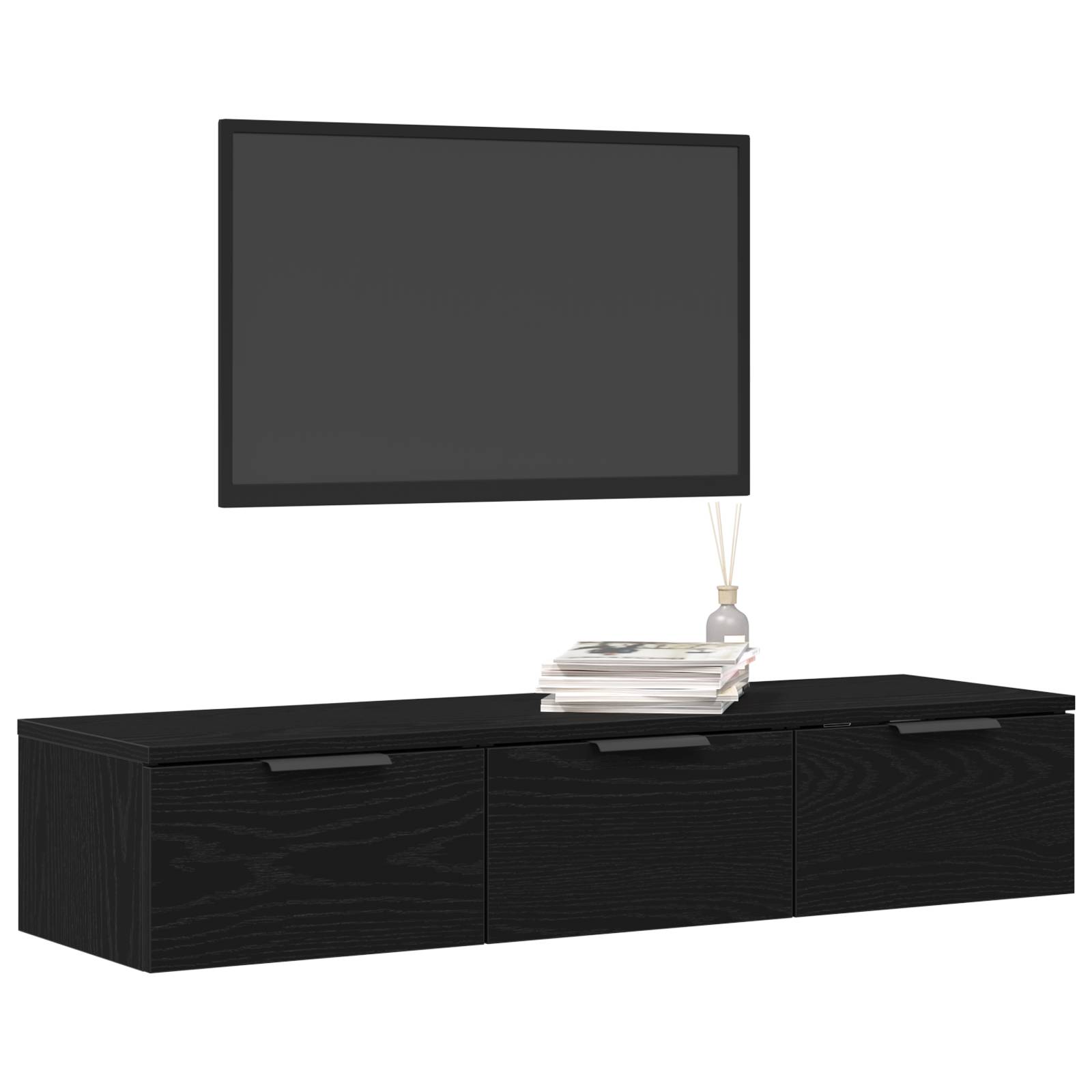 vidaXL Wandschrank Schwarz Eiche 102x30x20 cm Holzwerkstoff
