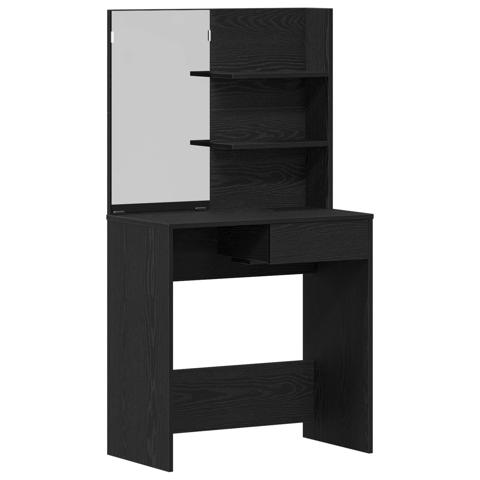 vidaXL Schminktisch mit Spiegel Schwarz Eiche 74,5x40x141 cm