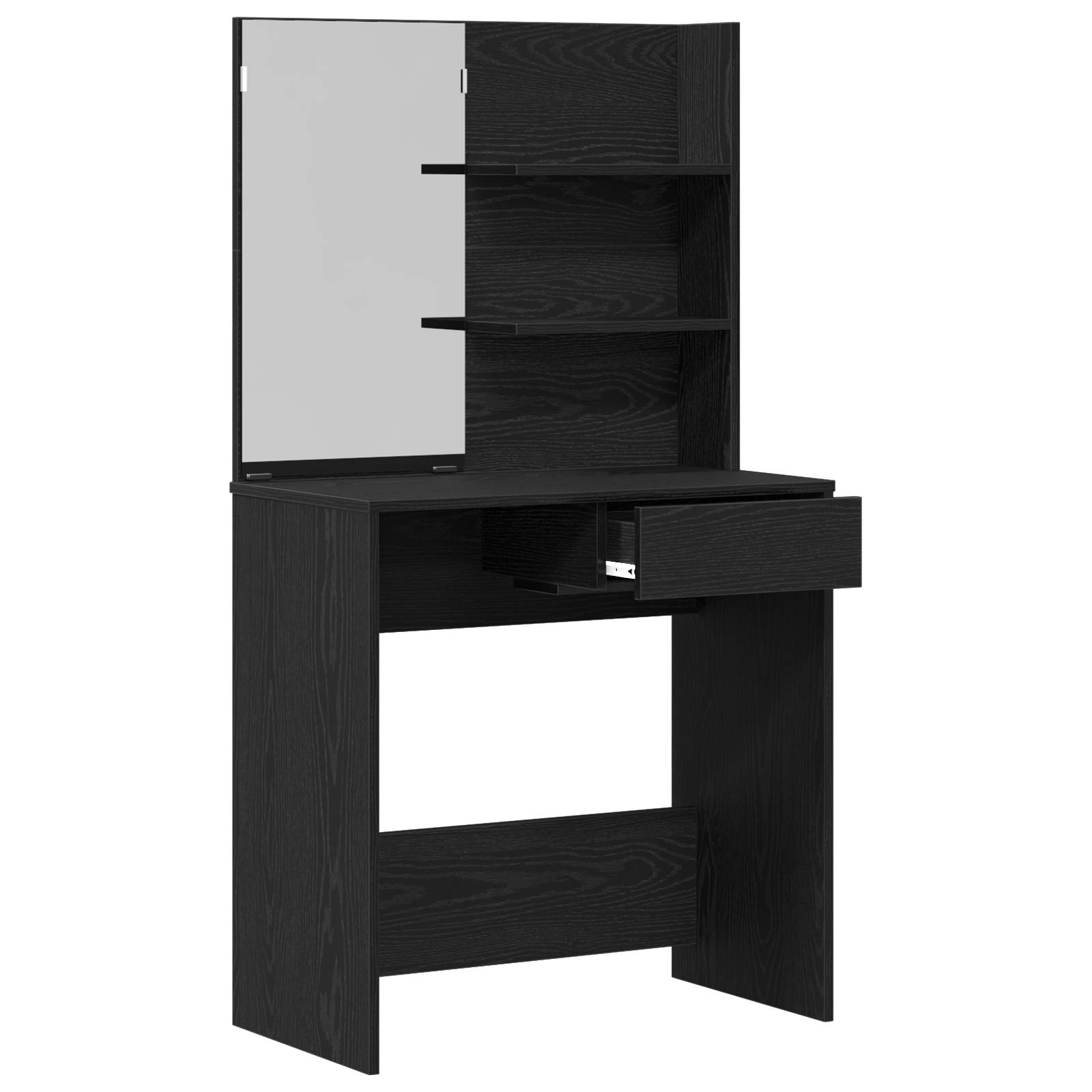 vidaXL Schminktisch mit Spiegel Schwarz Eiche 74,5x40x141 cm